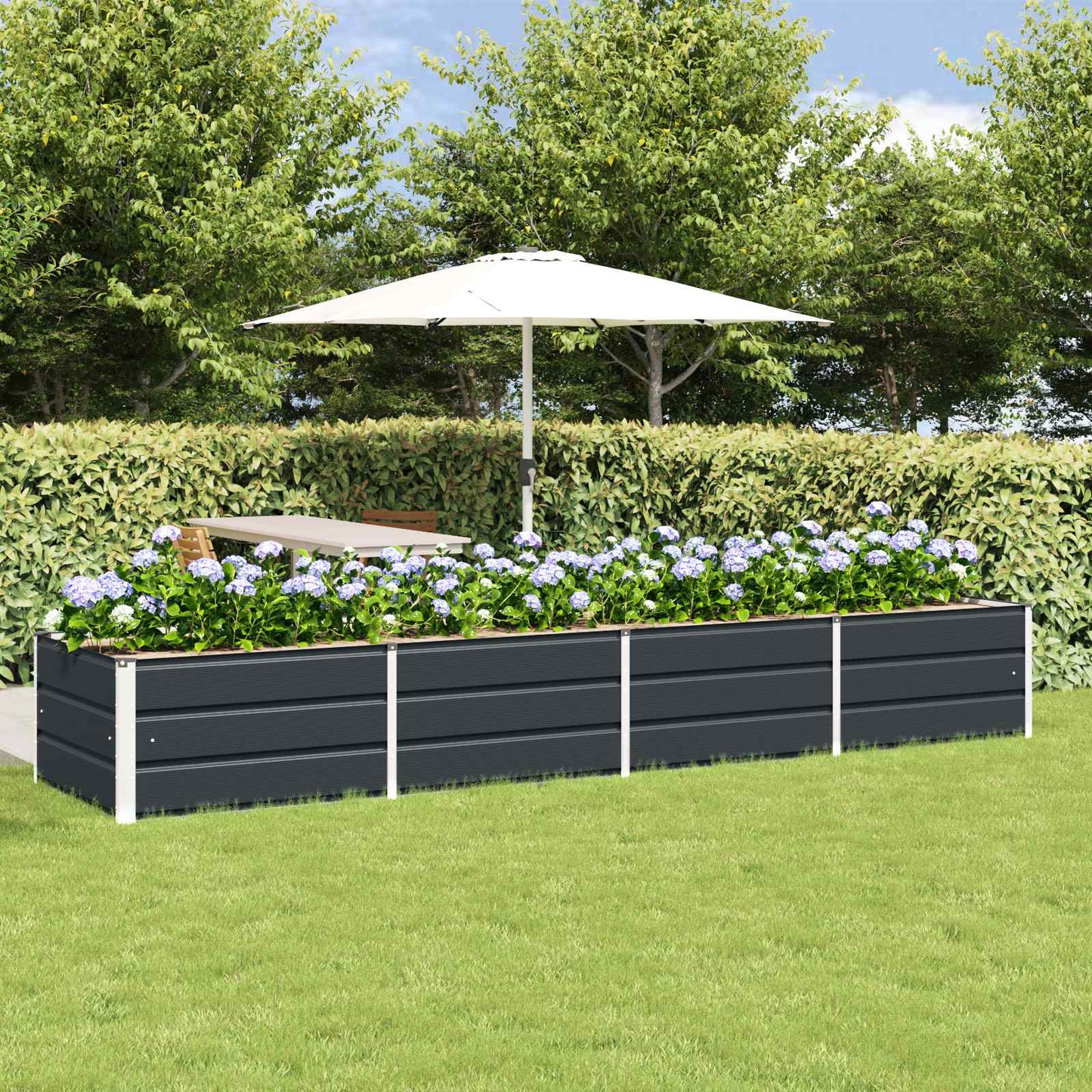 vidaXL Γλάστρα Ανθρακί 320 x 80 x 45 cm Ατσάλι