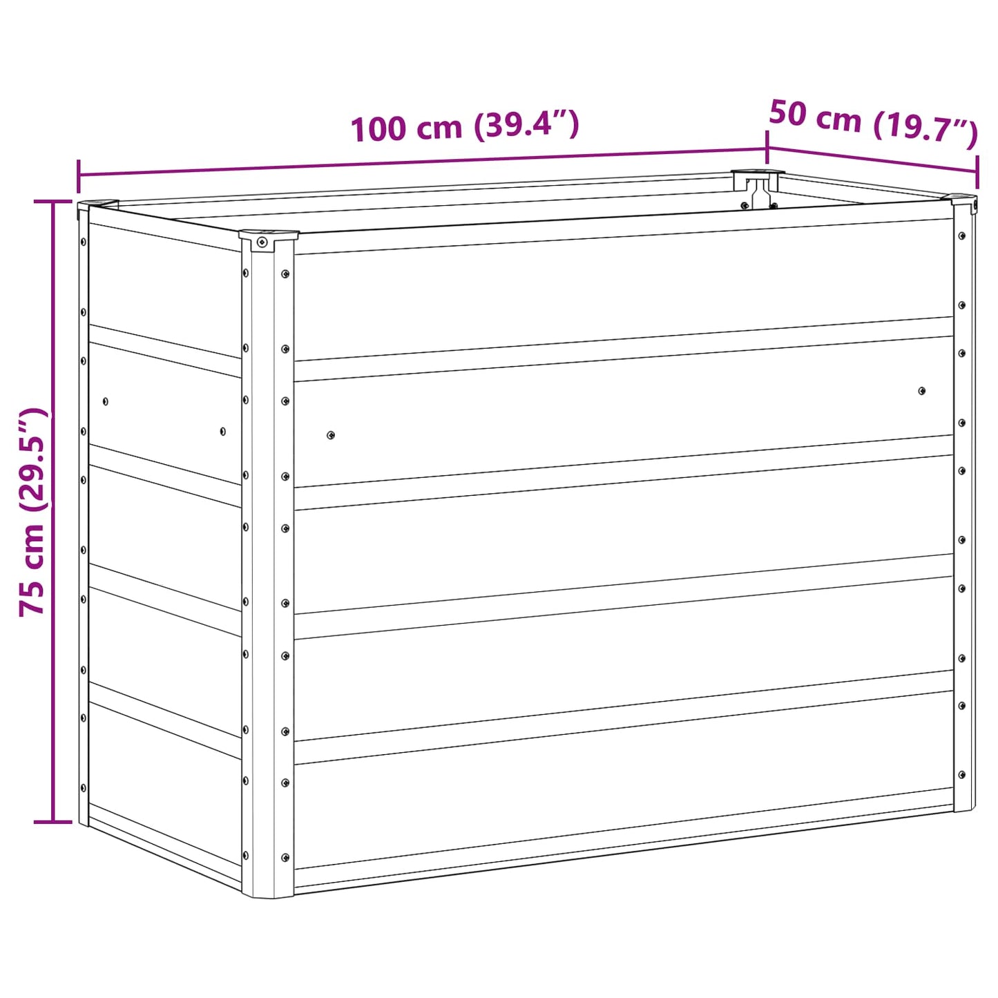 vidaXL Γλάστρα Ανθρακί 100 x 50 x 75 cm Επικαλυμμένος Χάλυβας