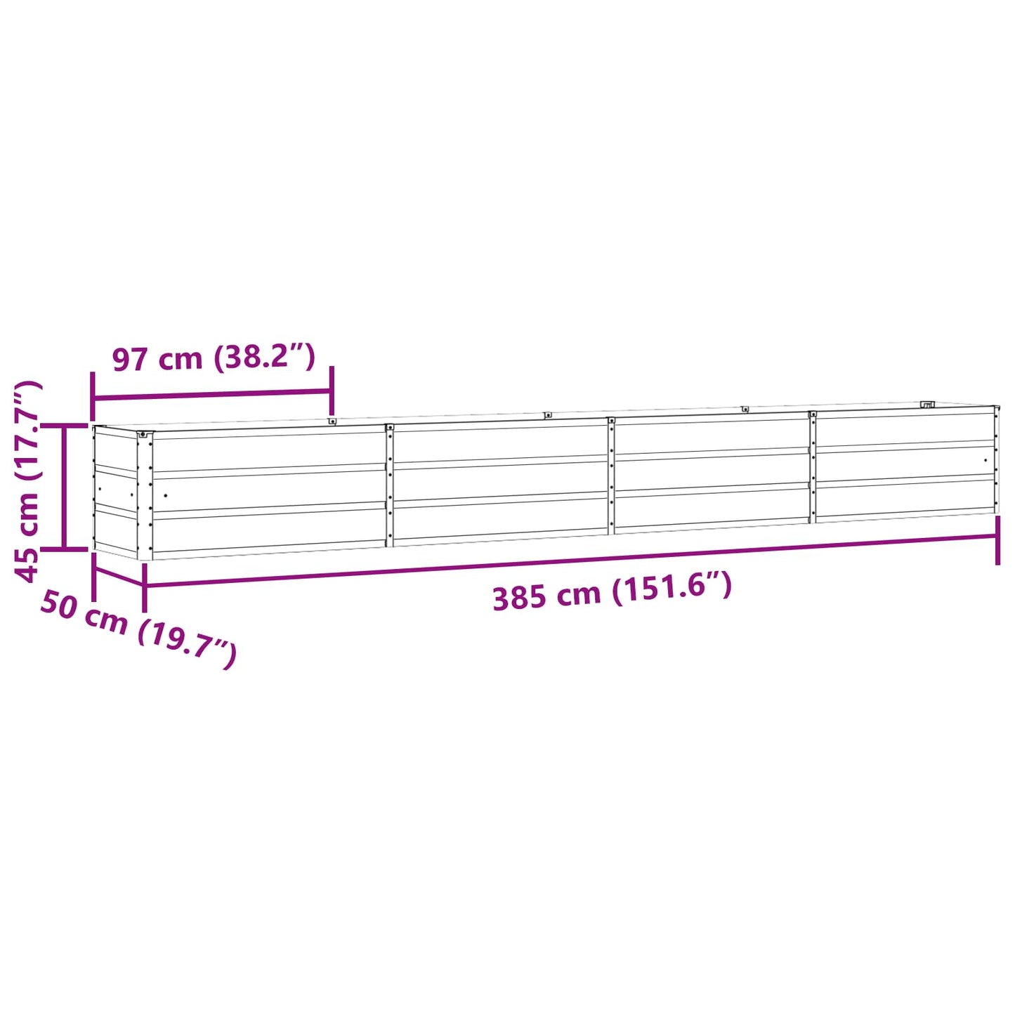 vidaXL Γλάστρα Ανθρακί 385 x 50 x 45 εκ Επικαλυμμένος Χάλυβας