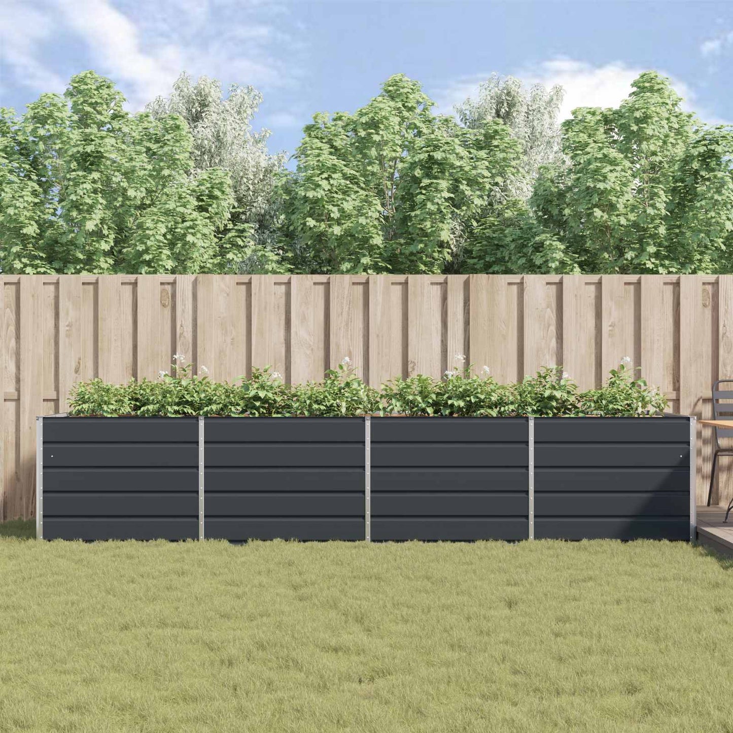 vidaXL Γλάστρα Ανθρακί 195 x 100 x 45 εκ Επικαλυμμένος Χάλυβας