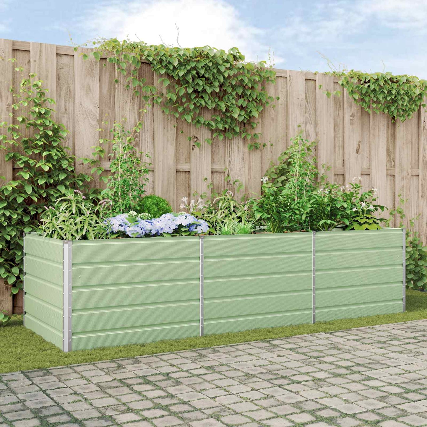 vidaXL Γλάστρα Παστέλ Πράσινο 290 x 100 x 75 εκ Επικαλυμμένος Χάλυβας