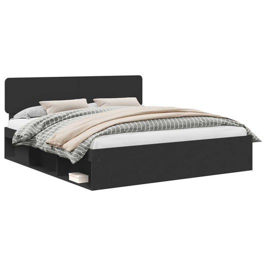 vidaXL Σκελετός Κρεβατιού Μαύρο 200 x 200 cm Στερεά ξυλεία πεύκου