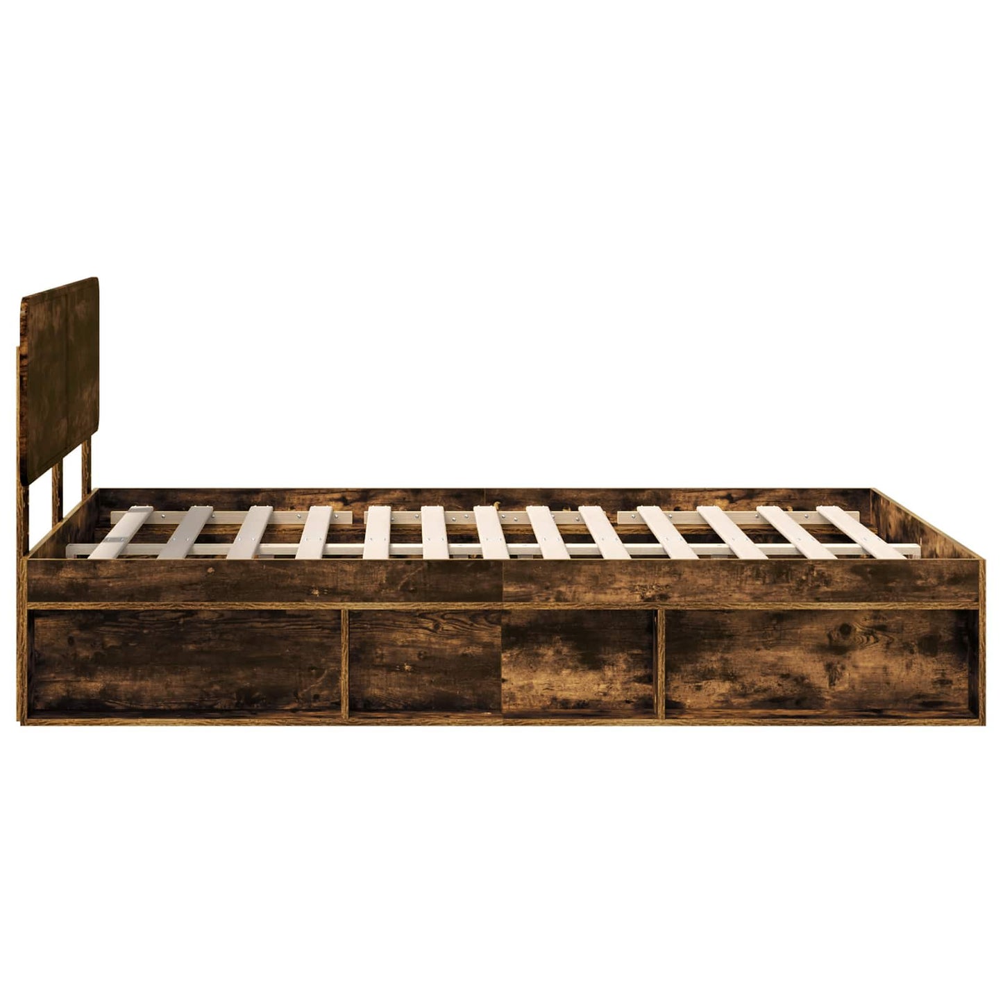 vidaXL Σκελετός Κρεβατιού με κεφαλάρι Καπνιστό Δρύς 150 x 200 cm