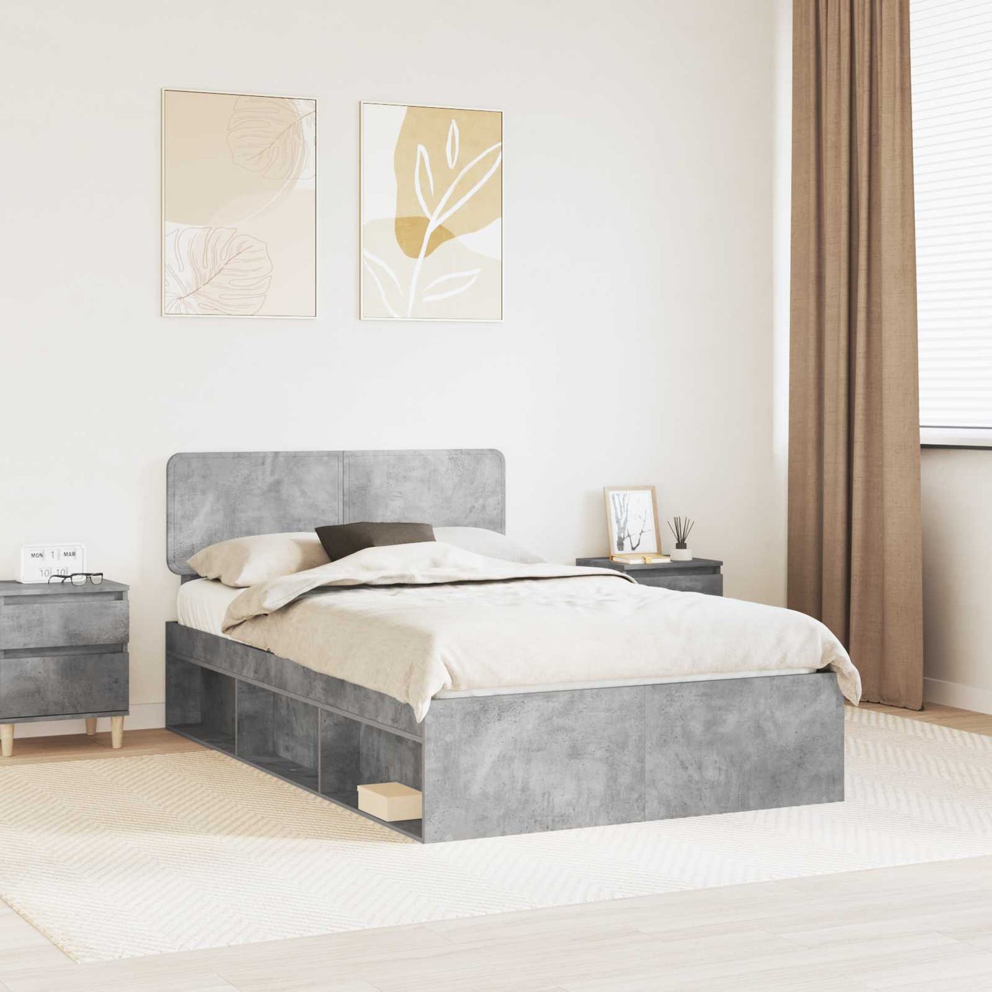 vidaXL Σκελετός Κρεβατιού Σκυρόδεμα 120 x 190 cm Στερεά ξυλεία πεύκου