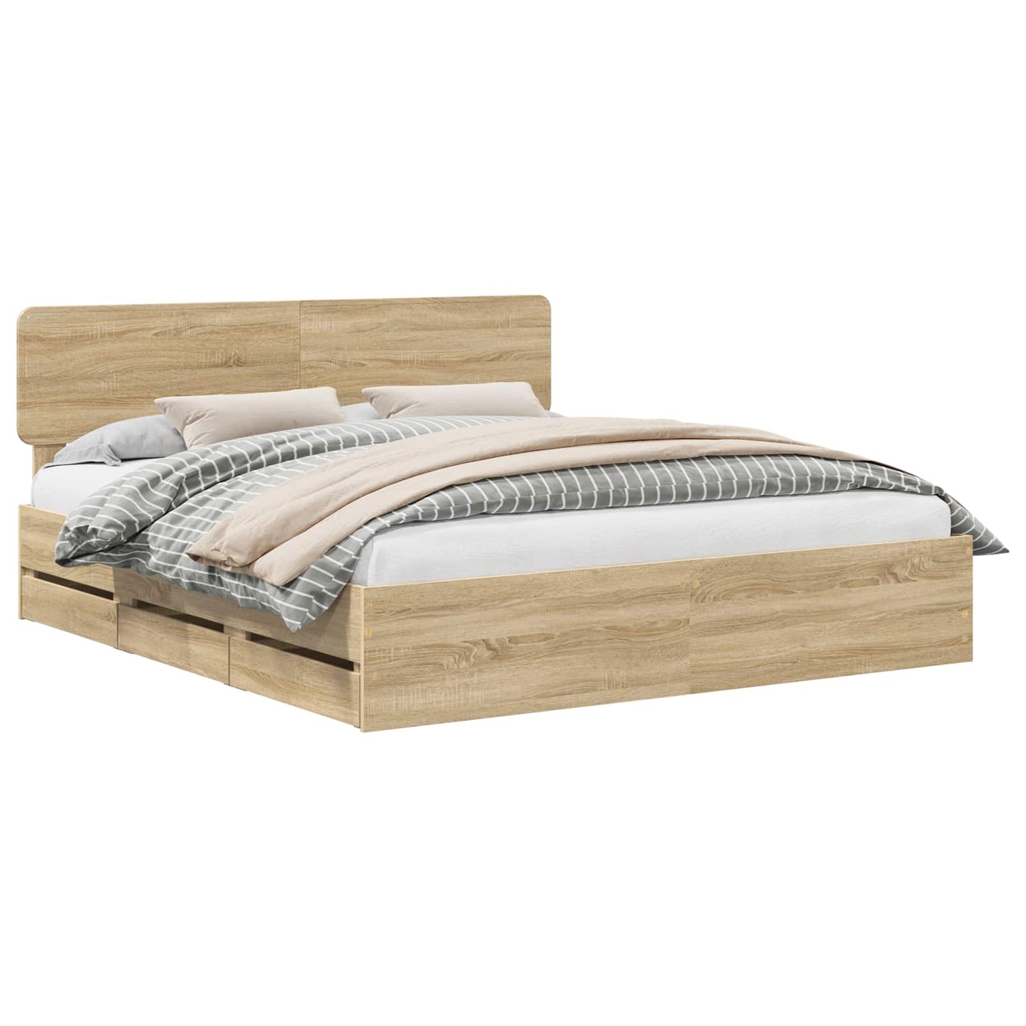 vidaXL Σκελετός Κρεβατιού με συρτάρι Δρύς Sonoma 200 x 200 cm