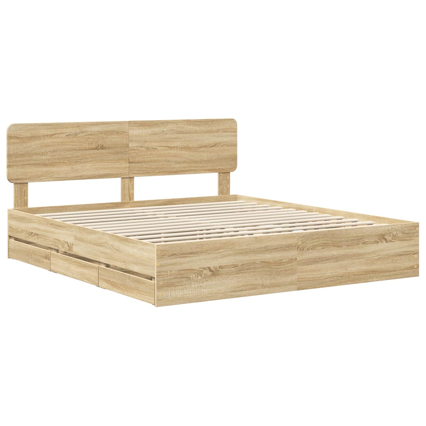 vidaXL Σκελετός Κρεβατιού με συρτάρι Δρύς Sonoma 200 x 200 cm