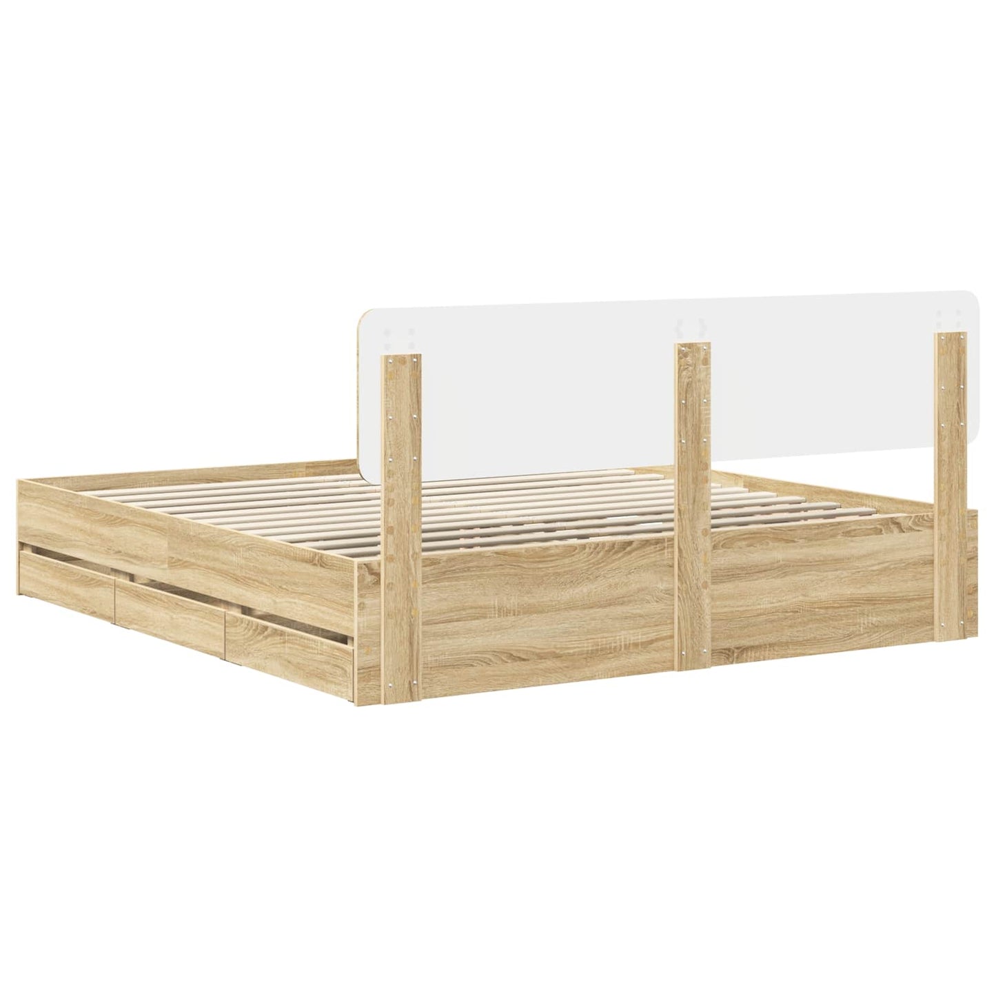 vidaXL Σκελετός Κρεβατιού με συρτάρι Δρύς Sonoma 200 x 200 cm