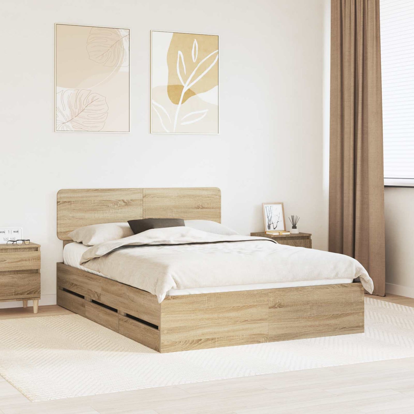 vidaXL Σκελετός Κρεβατιού με συρτάρι Δρύς Sonoma 150 x 200 cm