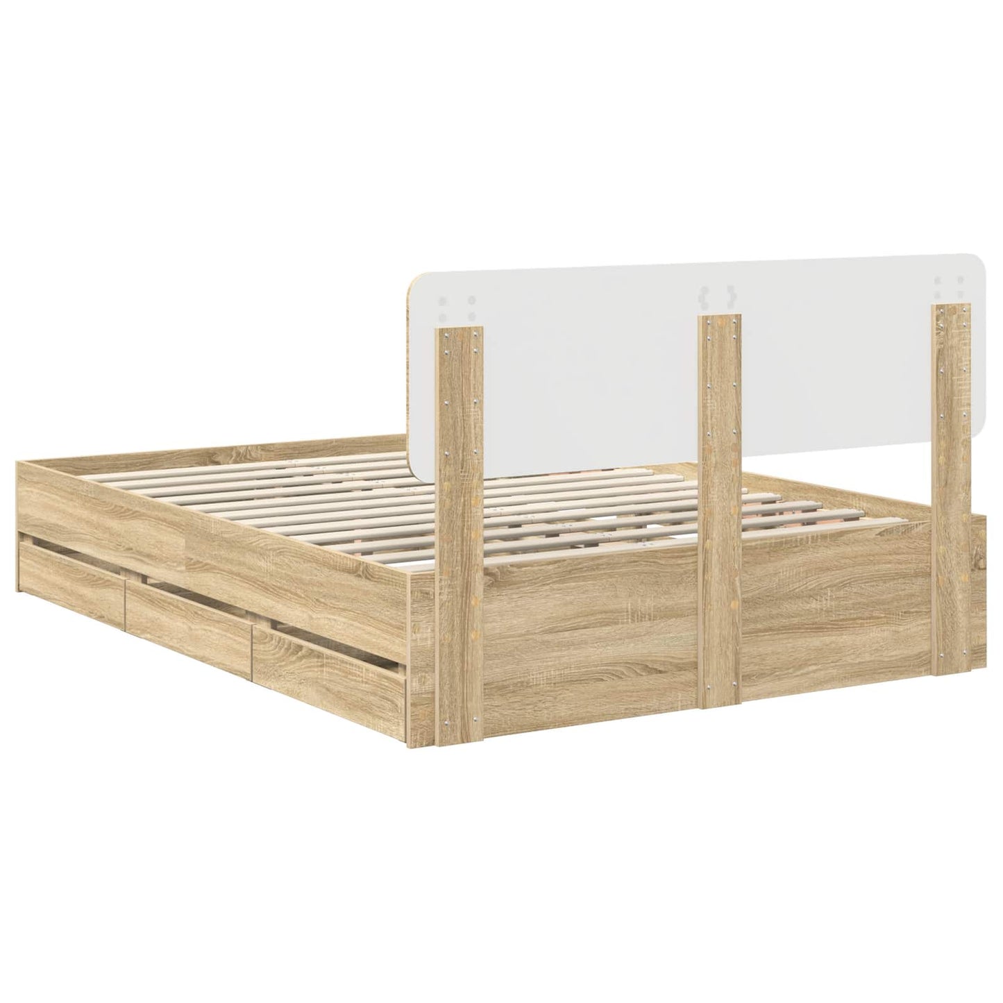 vidaXL Σκελετός Κρεβατιού Δρύς Sonoma 140 x 190 cm Μηχανήματος Ξύλο