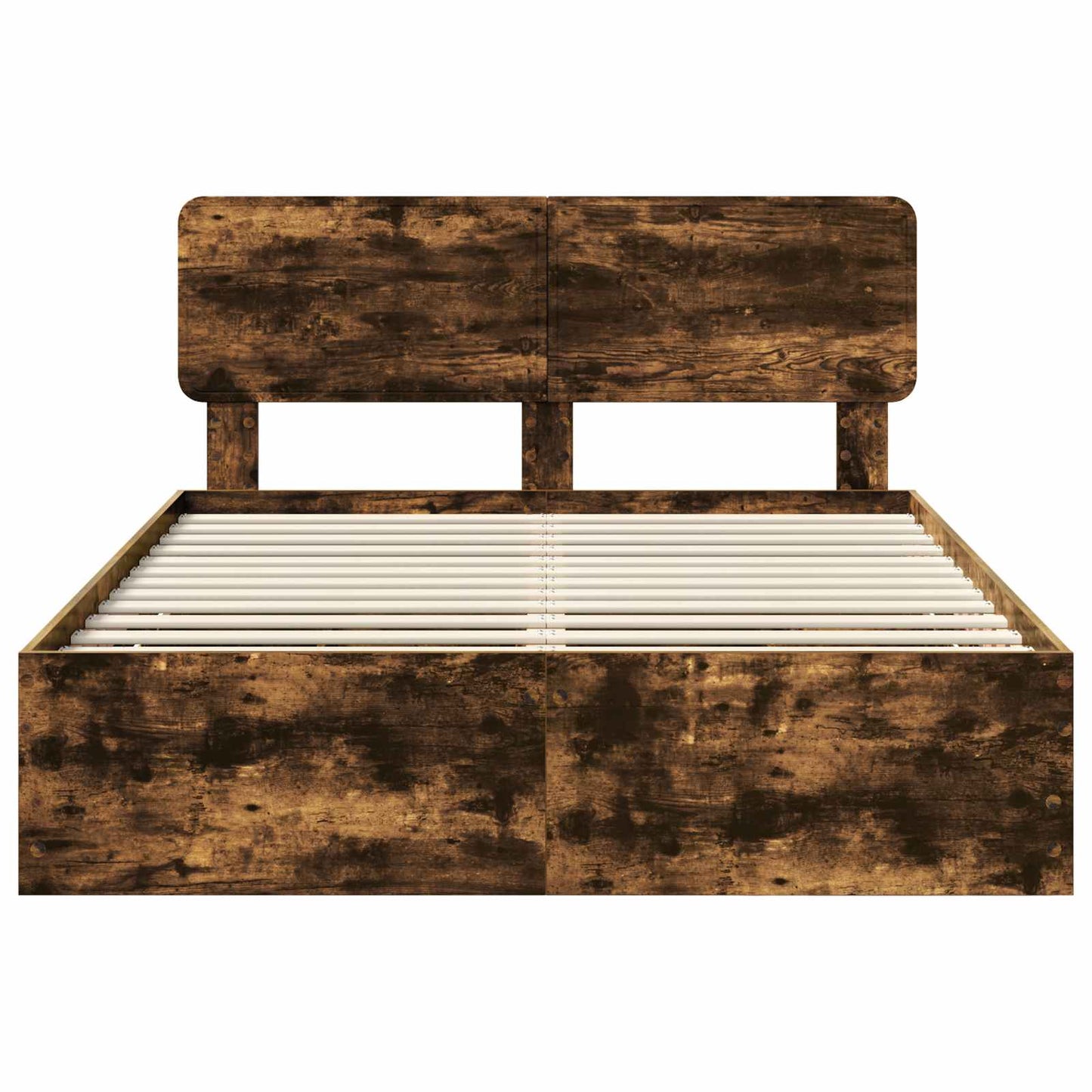 vidaXL Σκελετός Κρεβατιού Καπνιστό Δρύς 140 x 190 cm Μηχανήματος Ξύλο