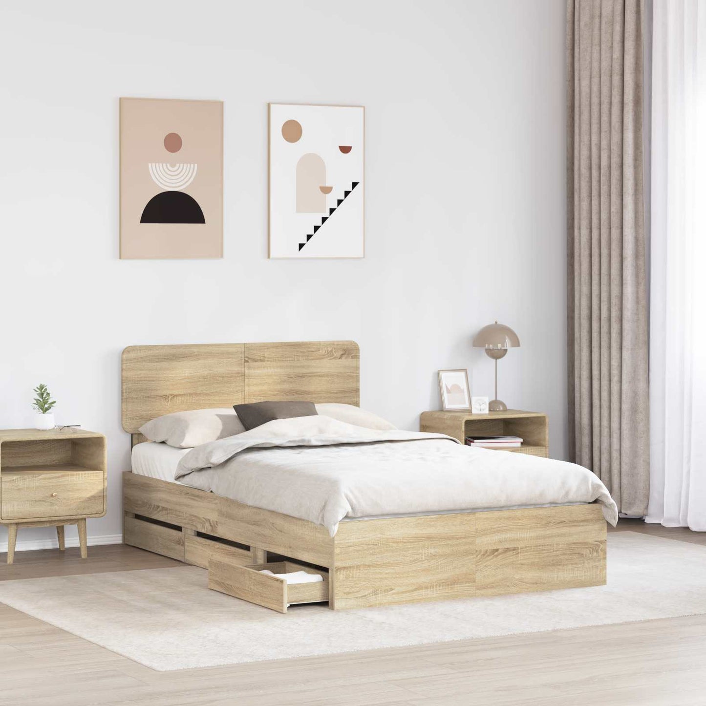 vidaXL Σκελετός Κρεβατιού με συρτάρι Δρύς Sonoma 120 x 200 cm