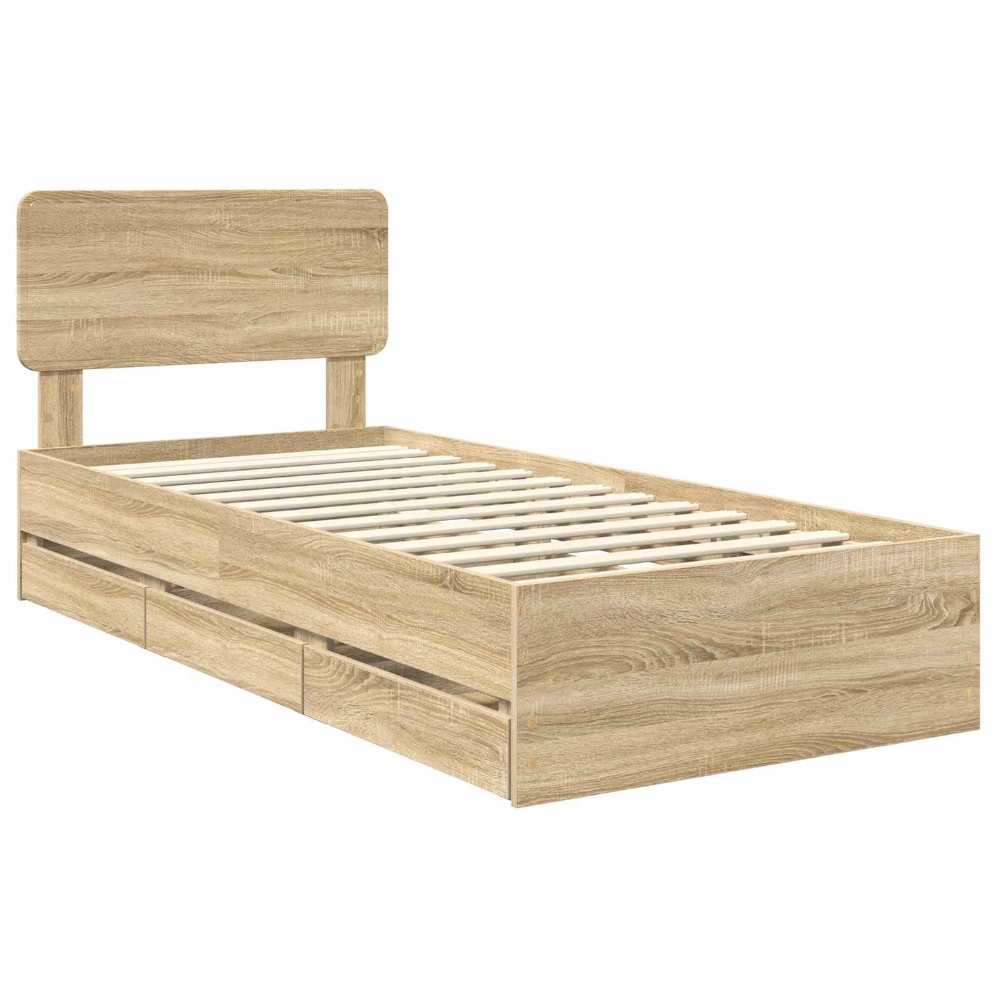 vidaXL Σκελετός Κρεβατιού με συρτάρι Δρύς Sonoma 90 x 200 cm