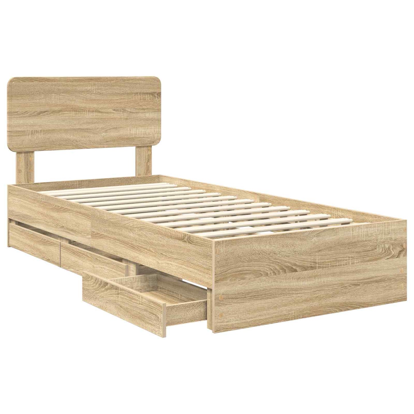 vidaXL Σκελετός Κρεβατιού με συρτάρι Δρύς Sonoma 90 x 200 cm