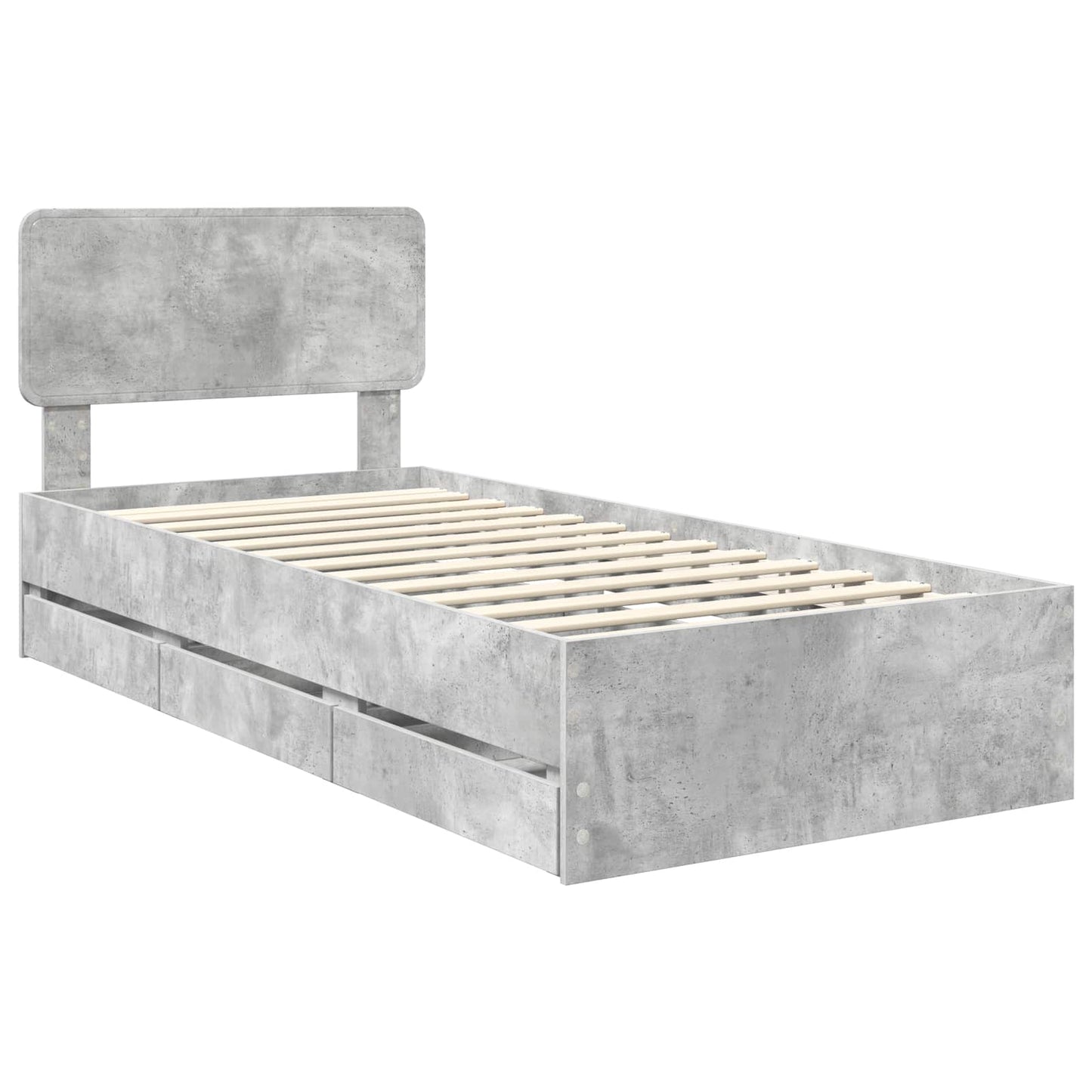 vidaXL Σκελετός Κρεβατιού Σκυρόδεμα Γκρι 90 x 190 cm Μηχανήματος Ξύλο