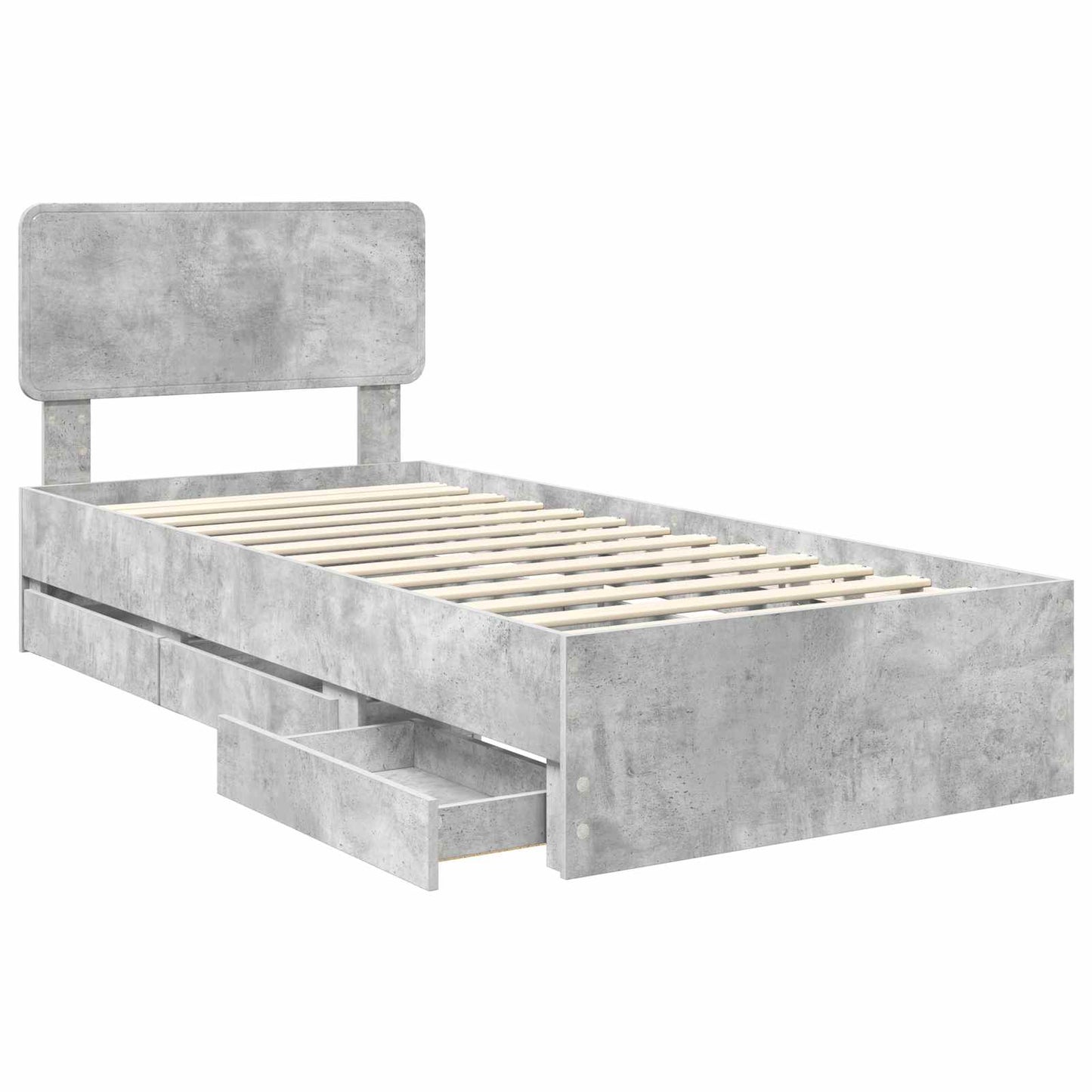 vidaXL Σκελετός Κρεβατιού Σκυρόδεμα Γκρι 90 x 190 cm Μηχανήματος Ξύλο
