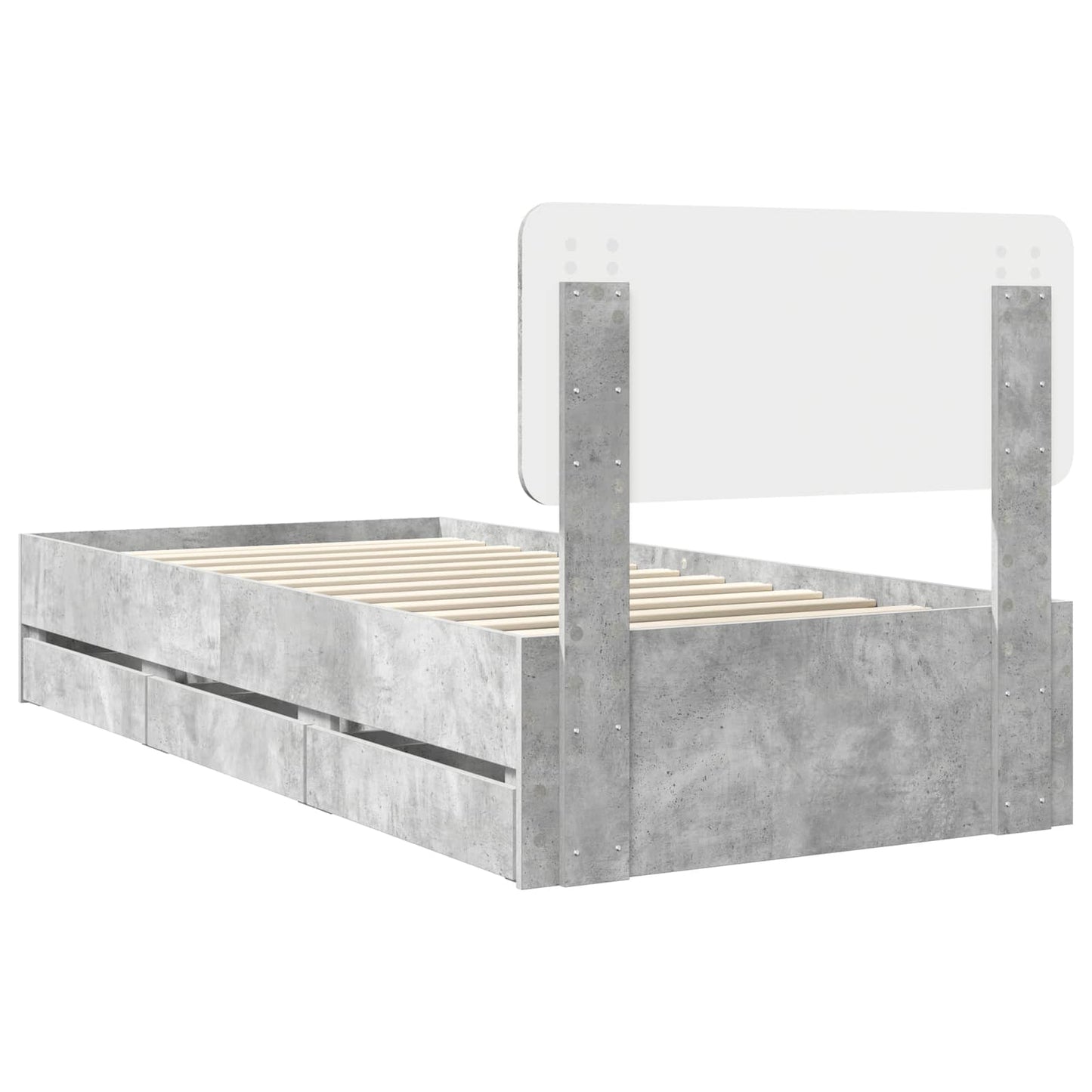 vidaXL Σκελετός Κρεβατιού Σκυρόδεμα Γκρι 90 x 190 cm Μηχανήματος Ξύλο