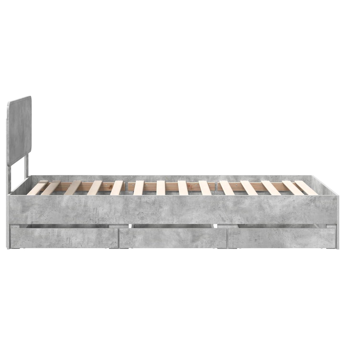 vidaXL Σκελετός Κρεβατιού Σκυρόδεμα Γκρι 90 x 190 cm Μηχανήματος Ξύλο