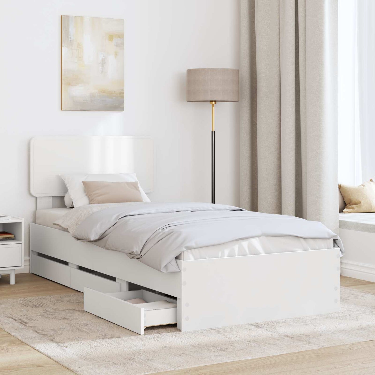 vidaXL Σκελετός Κρεβατιού Λευκό 75 x 190 cm Μηχανήματος Ξύλο