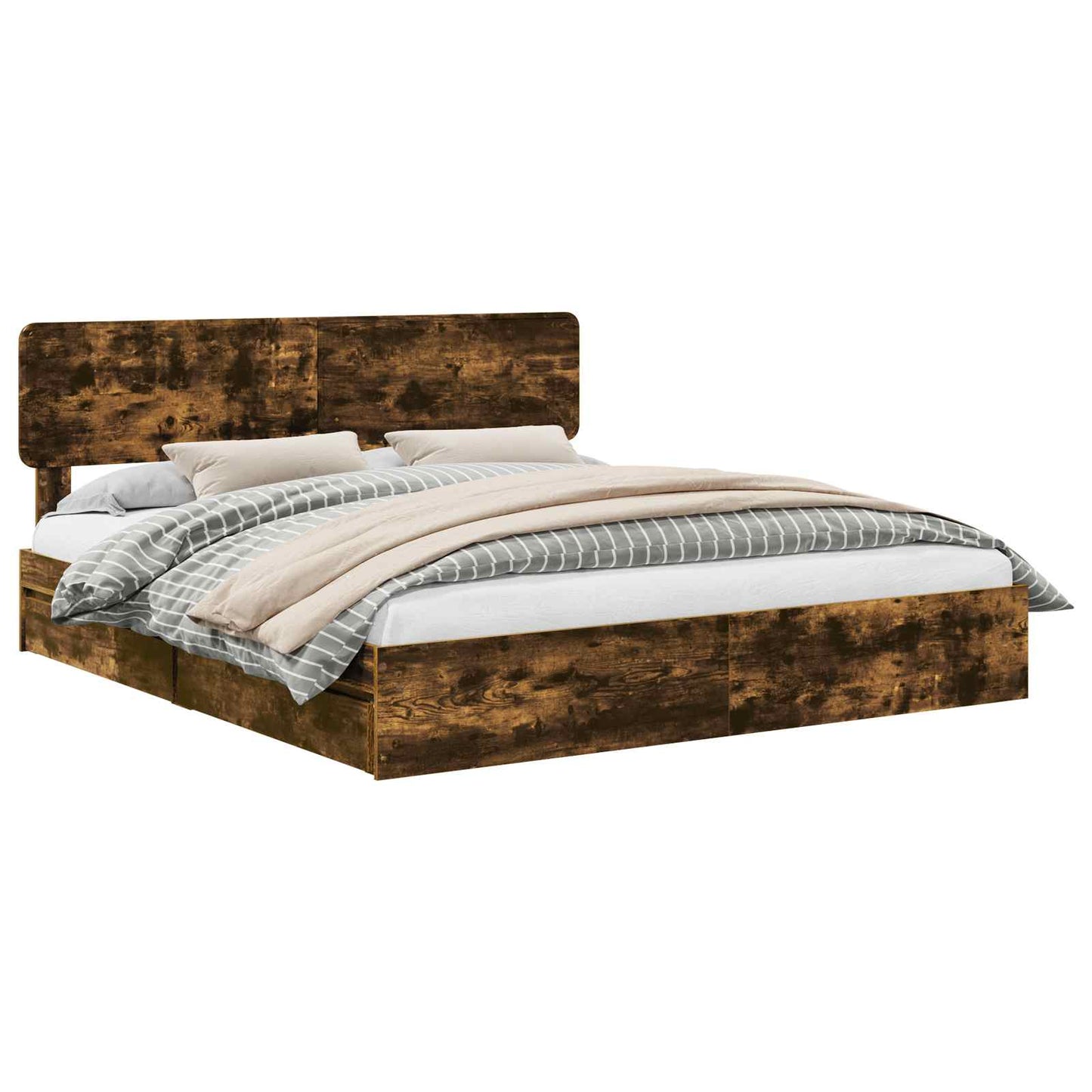 vidaXL Κρεβάτι Αποθήκης Καπνιστό Δρύς 180 x 200 cm Επεξεργασμένο ξύλο