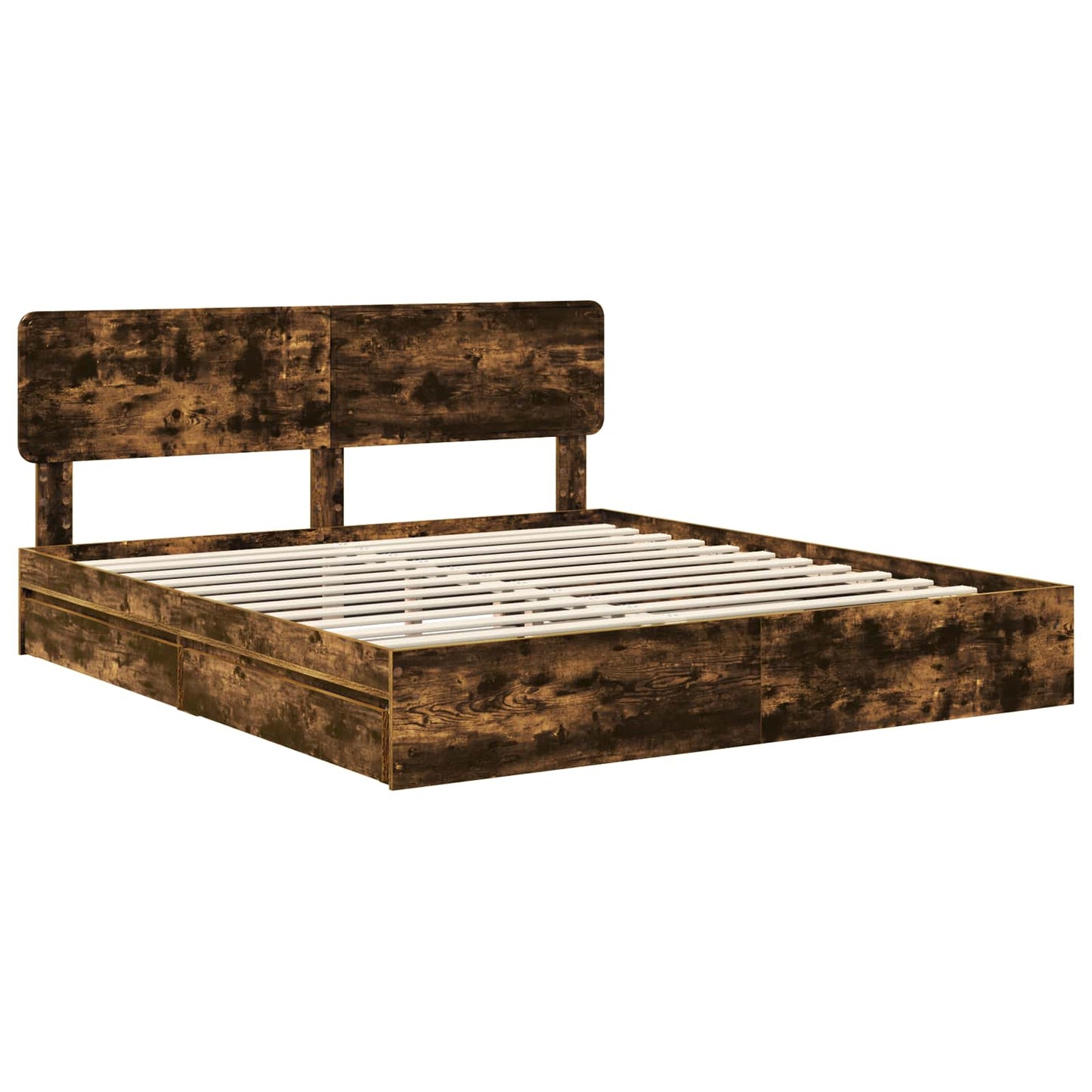 vidaXL Κρεβάτι Αποθήκης Καπνιστό Δρύς 180 x 200 cm Επεξεργασμένο ξύλο