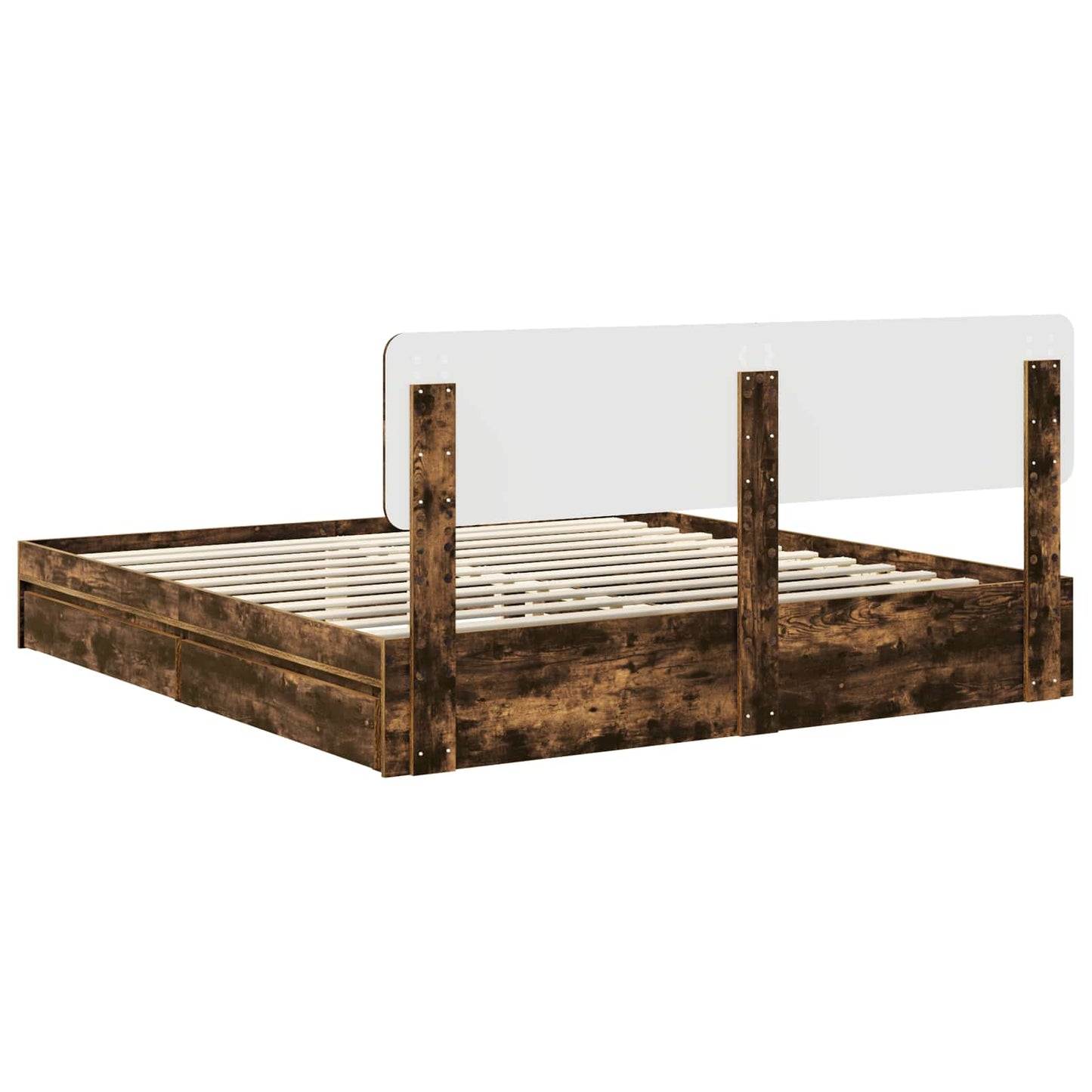 vidaXL Κρεβάτι Αποθήκης Καπνιστό Δρύς 180 x 200 cm Επεξεργασμένο ξύλο