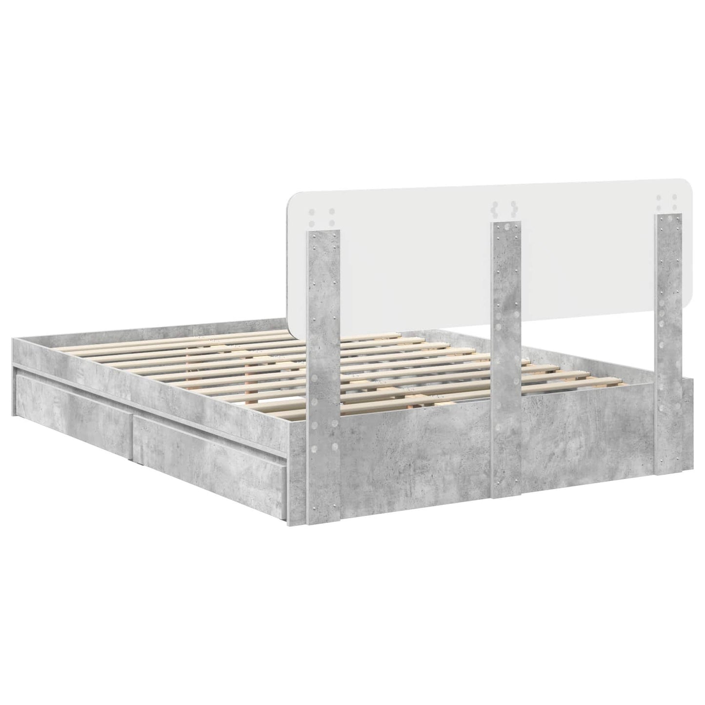 vidaXL Κρεβάτι Αποθήκης Σκυρόδεμα Γκρι 150 x 200 cm Επεξεργασμένο ξύλο