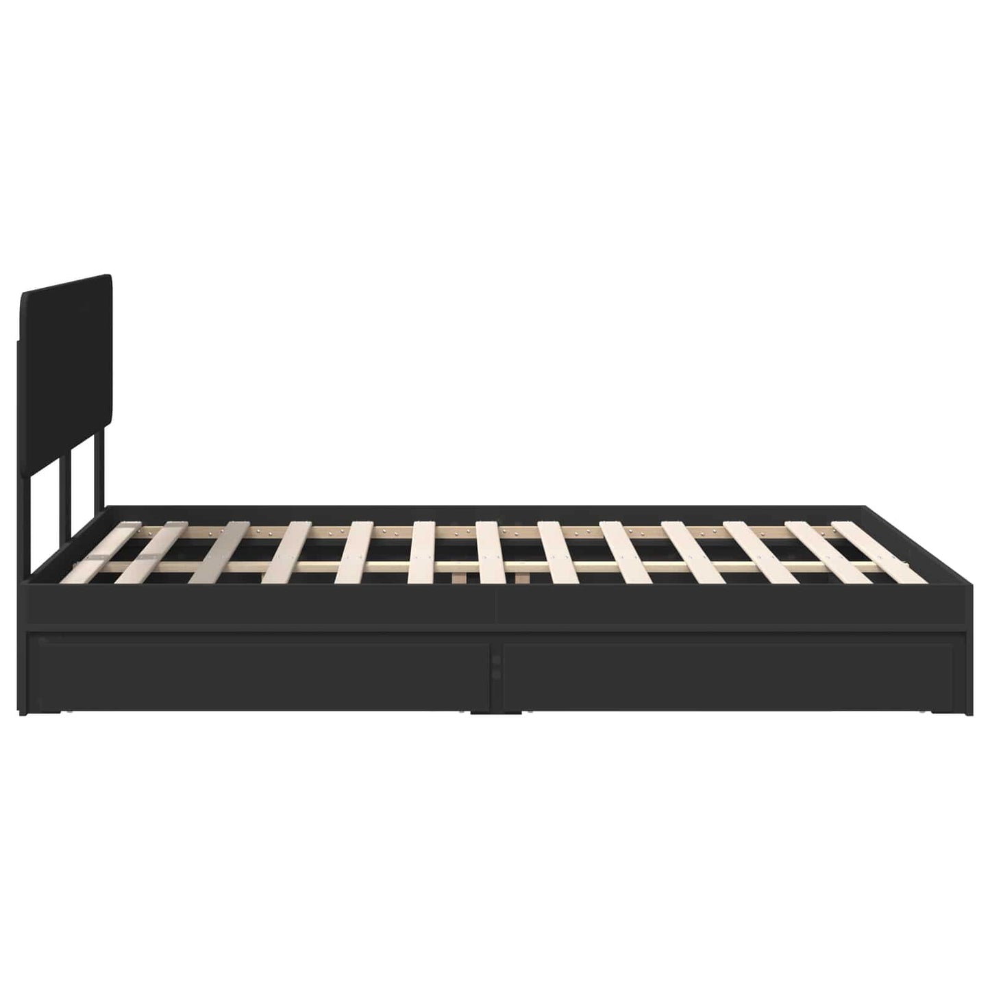 vidaXL Κρεβάτι Αποθήκης Μαύρο 140 x 190 cm Επεξεργασμένο ξύλο