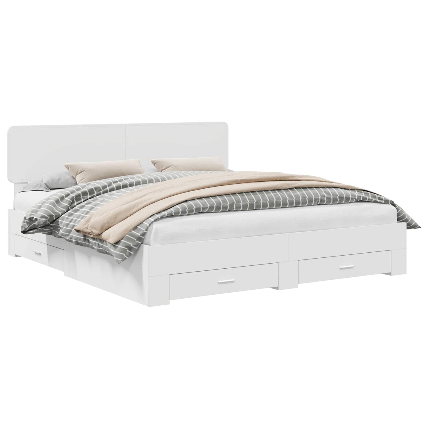 vidaXL Σκελετός Κρεβατιού Λευκό 200 x 200 cm Επεξεργασμένο ξύλο