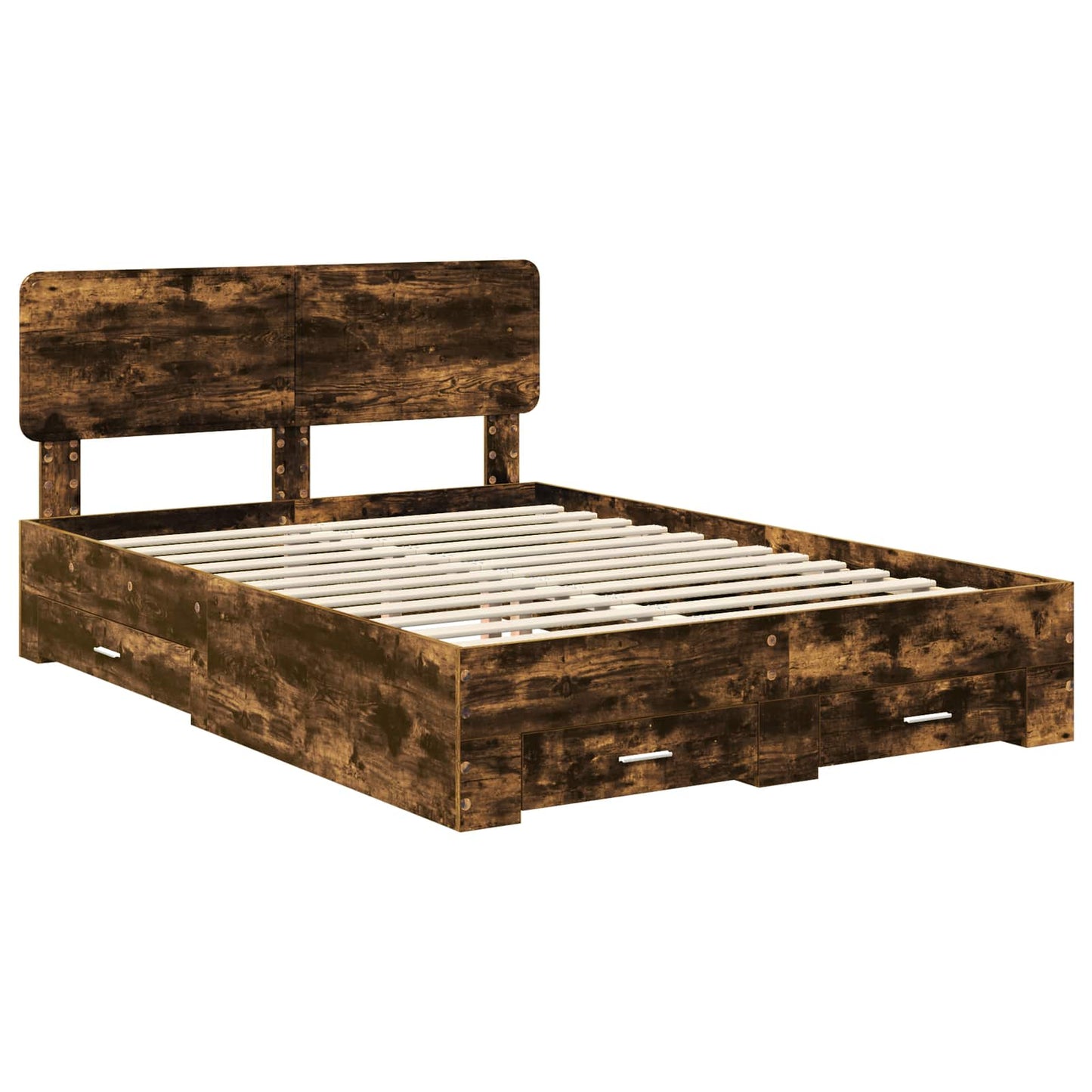 vidaXL Σκελετός Κρεβατιού με κεφαλάρι Καπνιστό Δρύς 150 x 200 cm