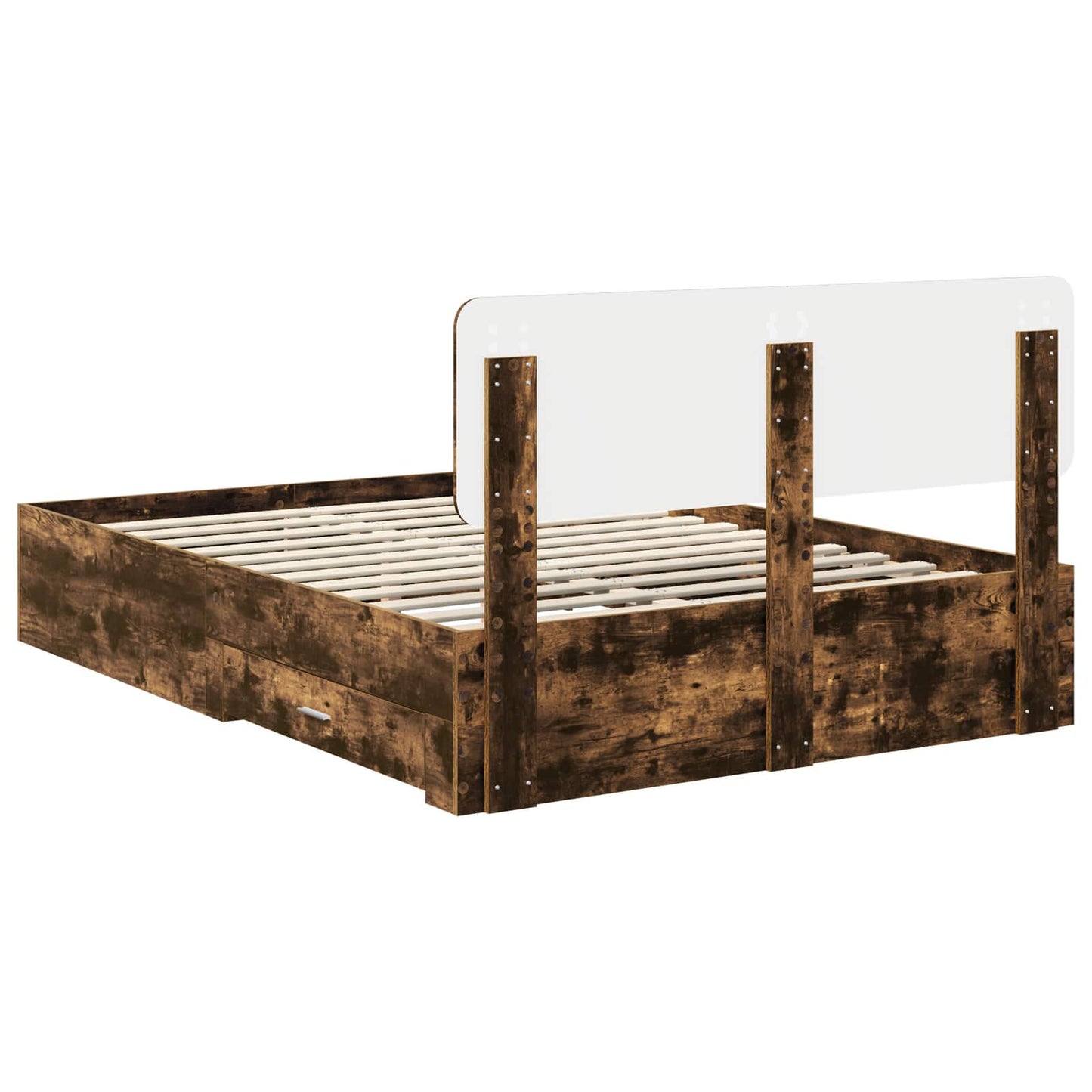 vidaXL Σκελετός Κρεβατιού με κεφαλάρι Καπνιστό Δρύς 140 x 190 cm