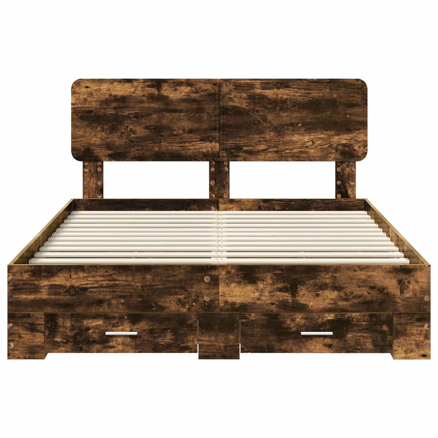 vidaXL Σκελετός Κρεβατιού με κεφαλάρι Καπνιστό Δρύς 140 x 190 cm