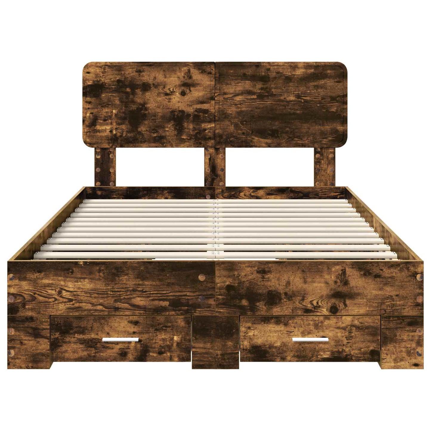 vidaXL Σκελετός Κρεβατιού με κεφαλάρι Καπνιστό Δρύς 135 x 190 cm