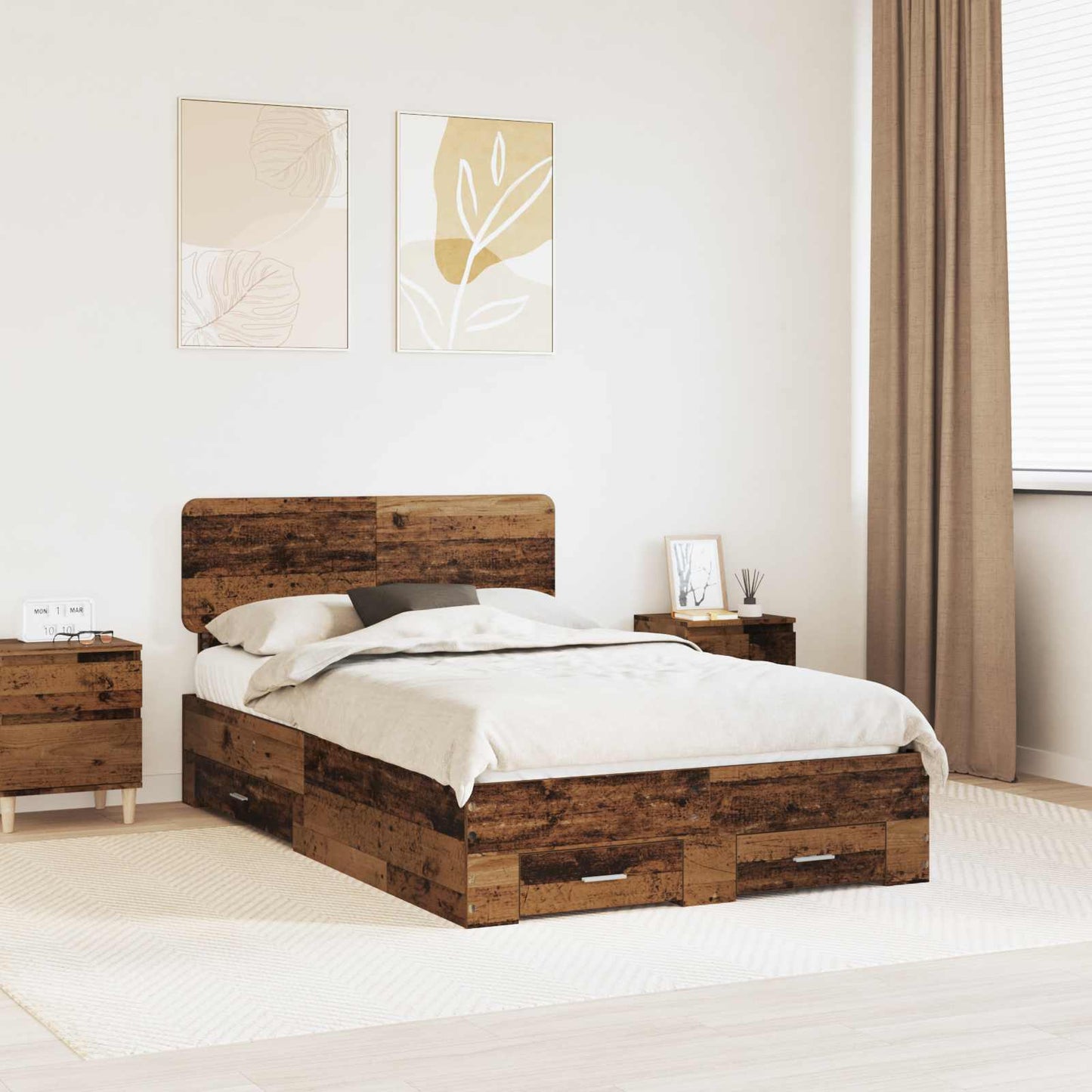 vidaXL Σκελετός Κρεβατιού Παλιό ξύλο 120 x 190 cm Επεξεργασμένο ξύλο