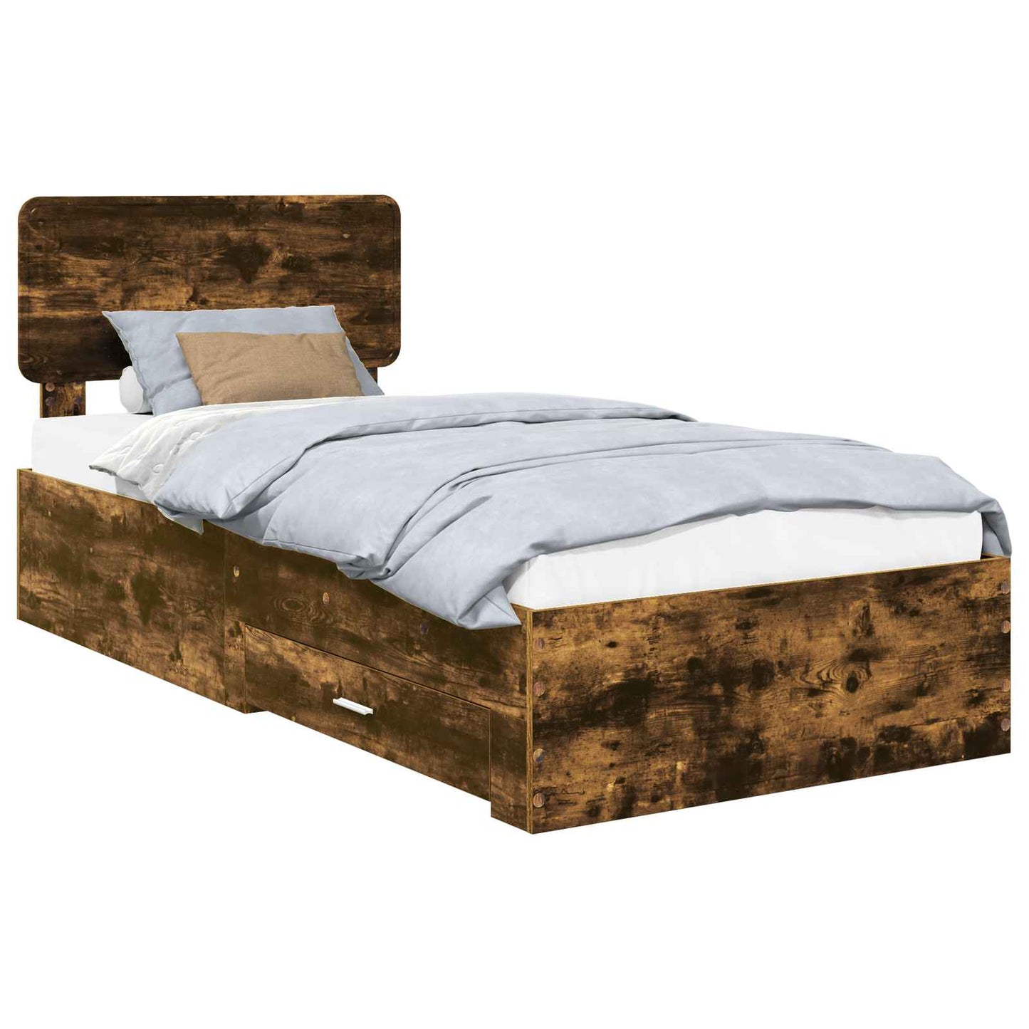 vidaXL Σκελετός Κρεβατιού Καπνιστό Δρύς 90 x 200 cm Επεξεργασμένο ξύλο