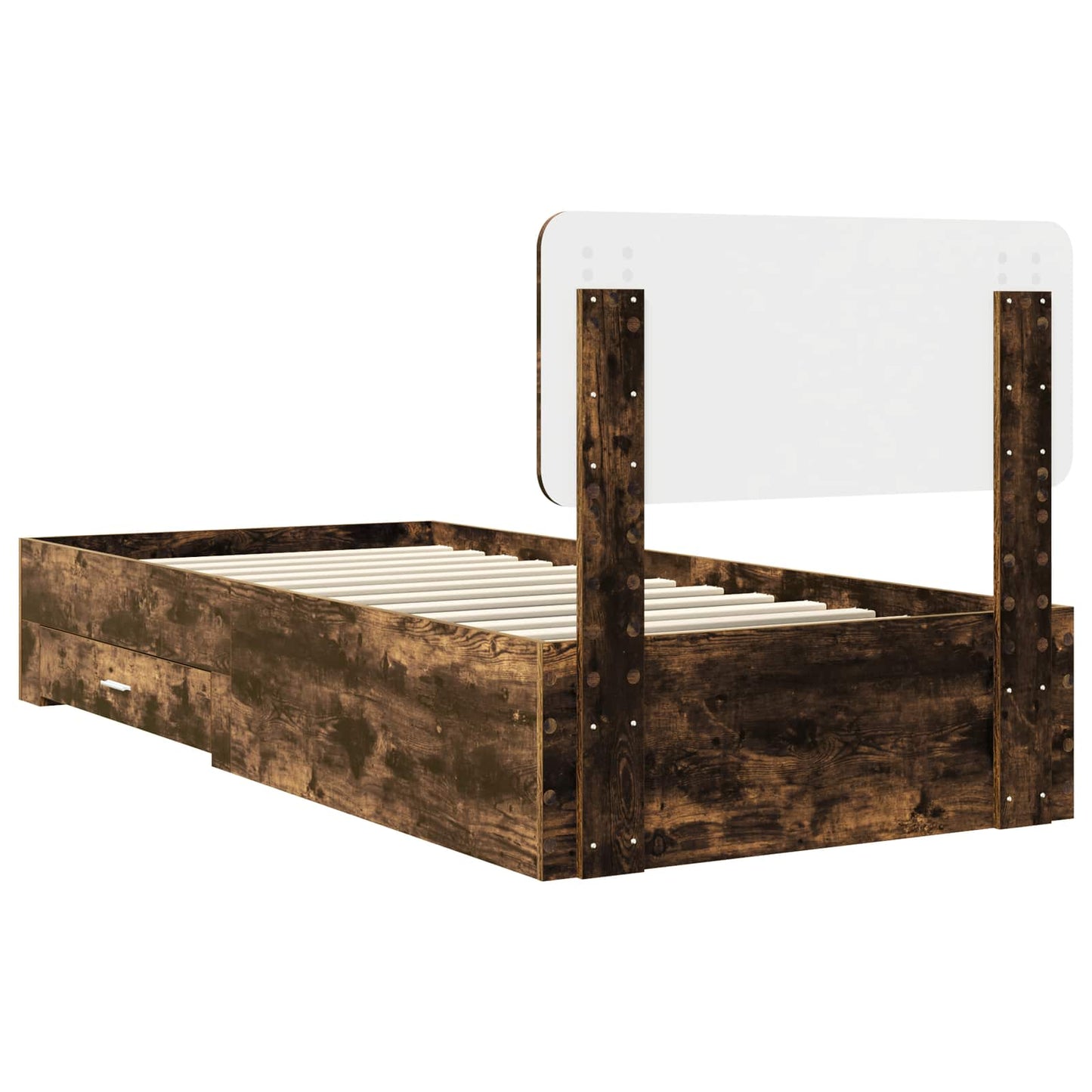 vidaXL Σκελετός Κρεβατιού Καπνιστό Δρύς 90 x 190 cm Επεξεργασμένο ξύλο