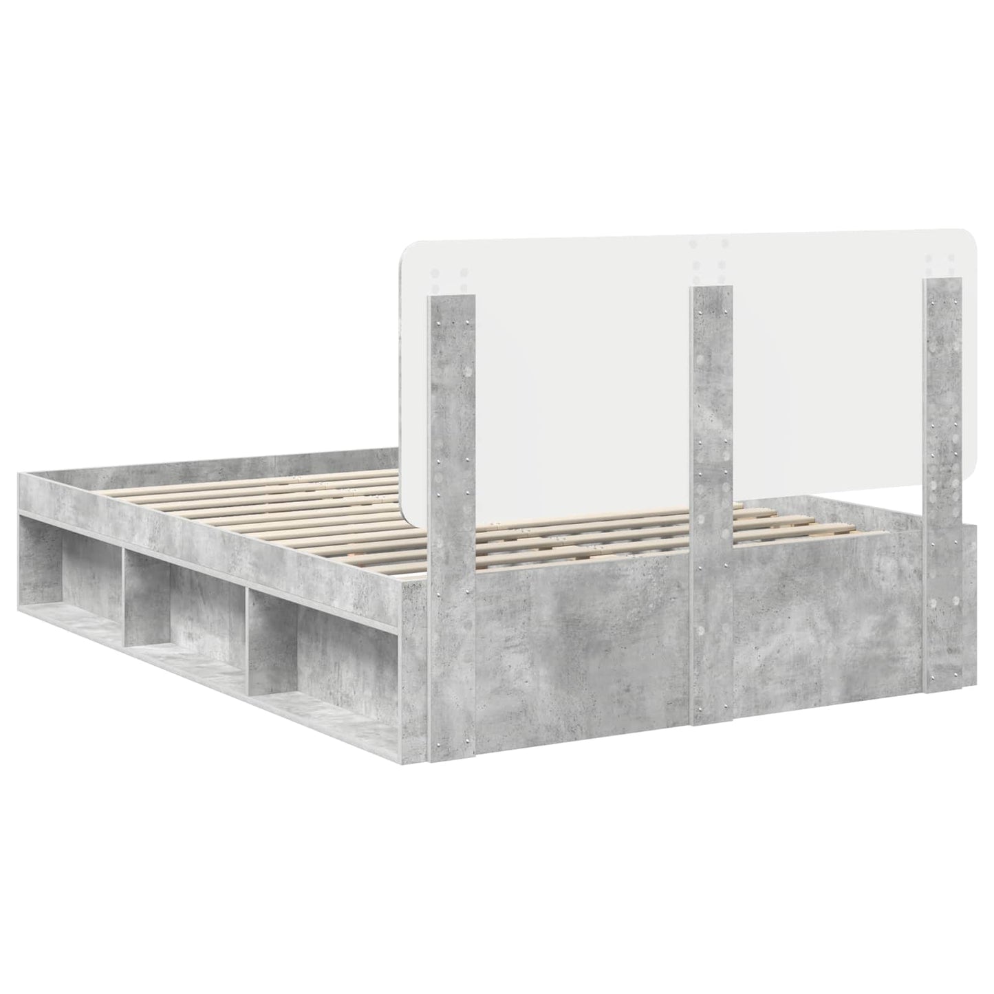 vidaXL Σκελετός Κρεβατιού με κεφαλάρι Γκρι Μπετόν 150 x 200 cm