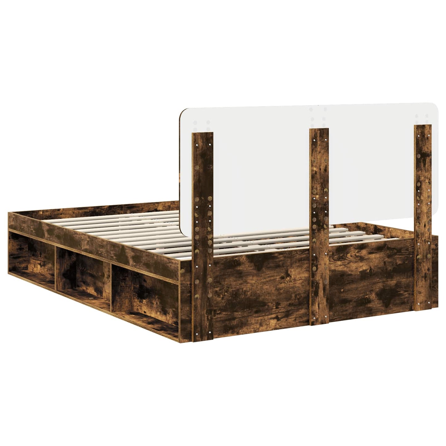 vidaXL Σκελετός Κρεβατιού με κεφαλάρι Καπνιστό Δρύς 140 x 200 cm