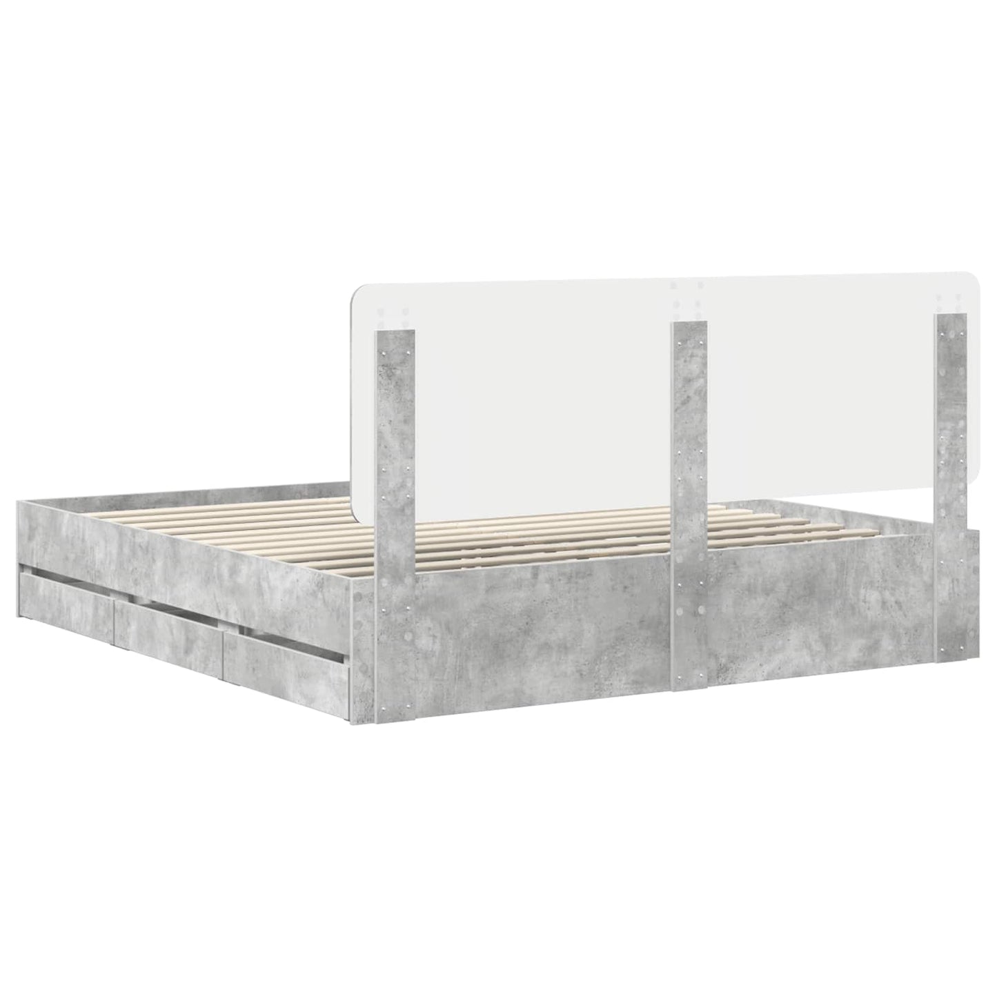 vidaXL Σκελετός Κρεβατιού Σκυρόδεμα Γκρι 200 x 200 cm Μηχανήματος Ξύλο