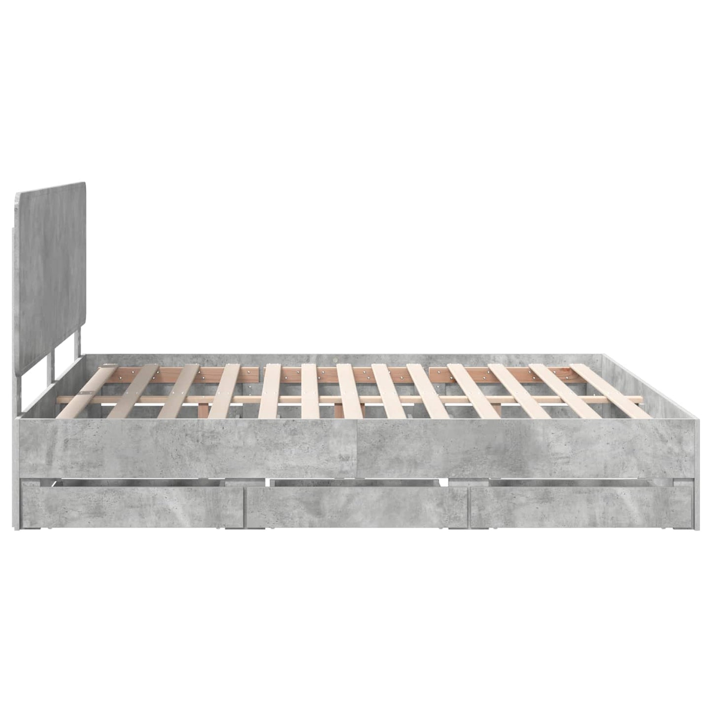 vidaXL Σκελετός Κρεβατιού Σκυρόδεμα Γκρι 200 x 200 cm Μηχανήματος Ξύλο