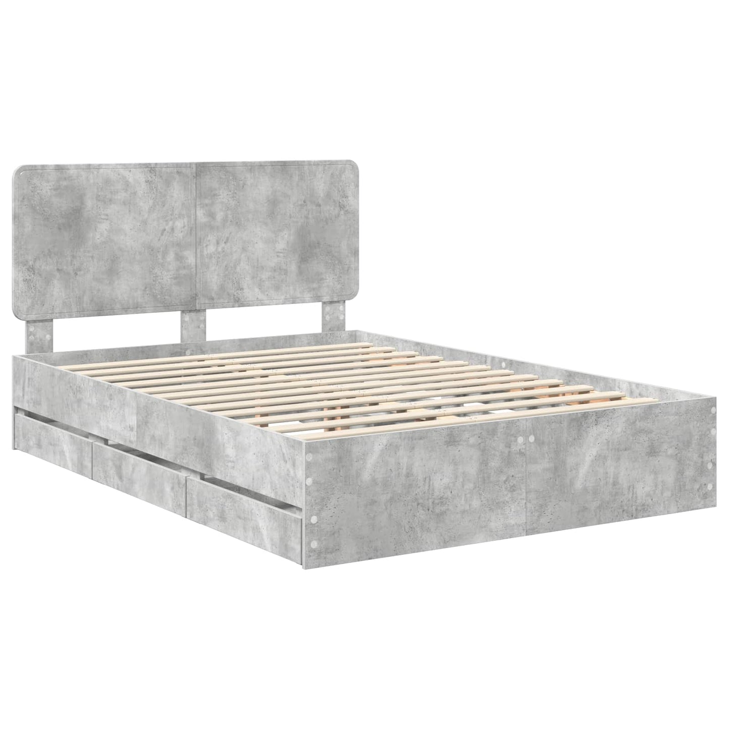 vidaXL Σκελετός Κρεβατιού Σκυρόδεμα Γκρι 150 x 200 cm Μηχανήματος Ξύλο