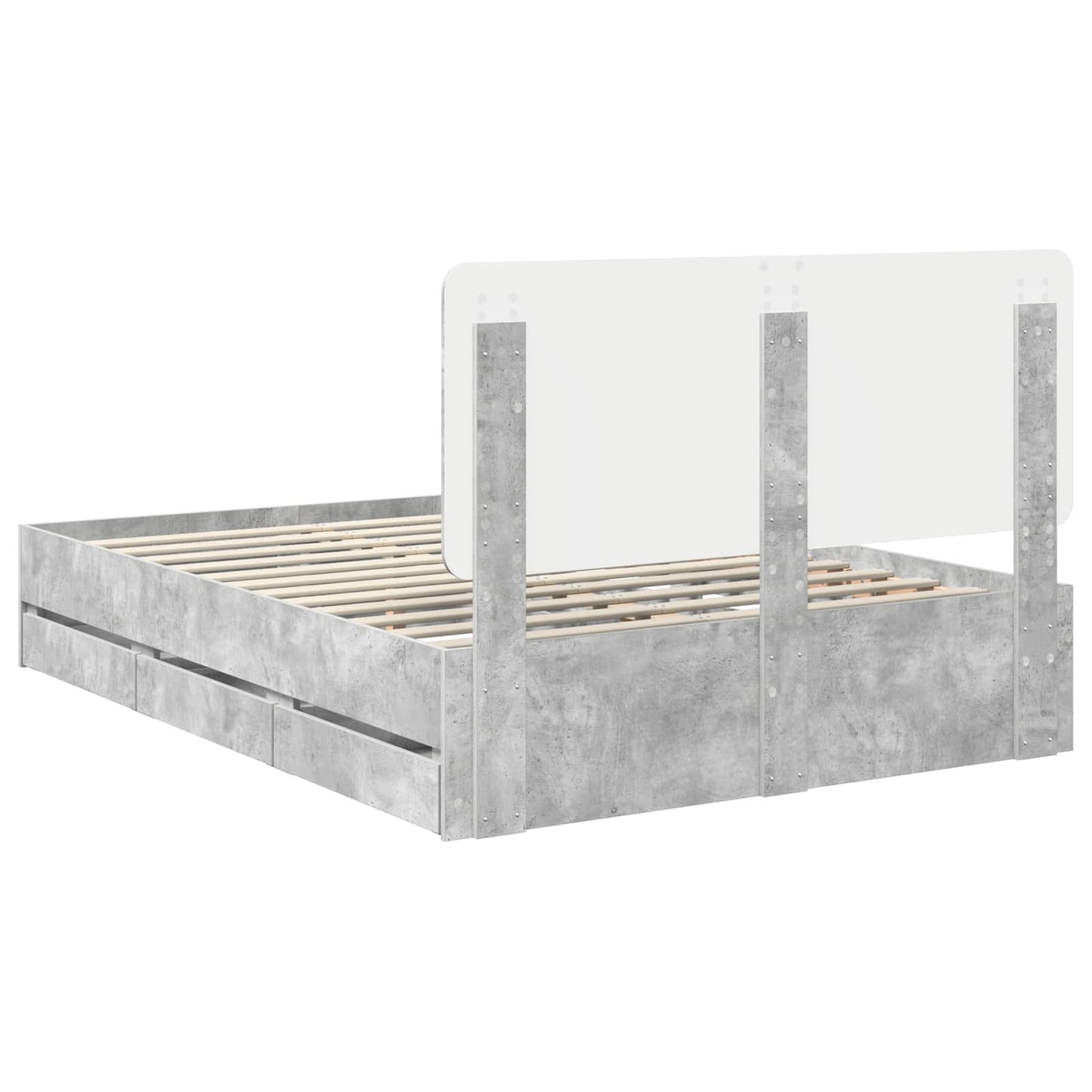 vidaXL Σκελετός Κρεβατιού Σκυρόδεμα Γκρι 150 x 200 cm Μηχανήματος Ξύλο