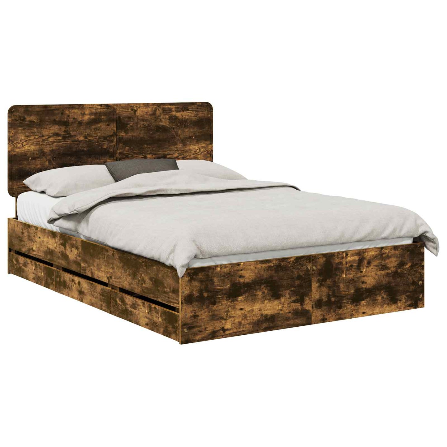 vidaXL Σκελετός Κρεβατιού Καπνιστό Δρύς 150 x 200 cm Μηχανήματος Ξύλο
