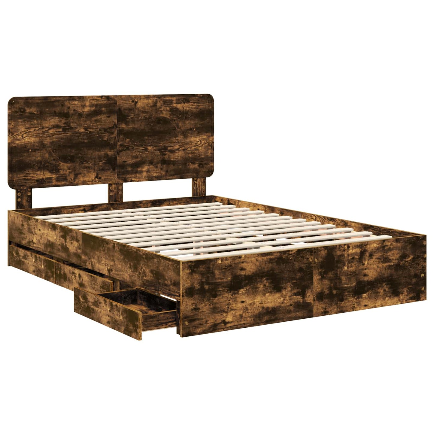 vidaXL Σκελετός Κρεβατιού Καπνιστό Δρύς 150 x 200 cm Μηχανήματος Ξύλο