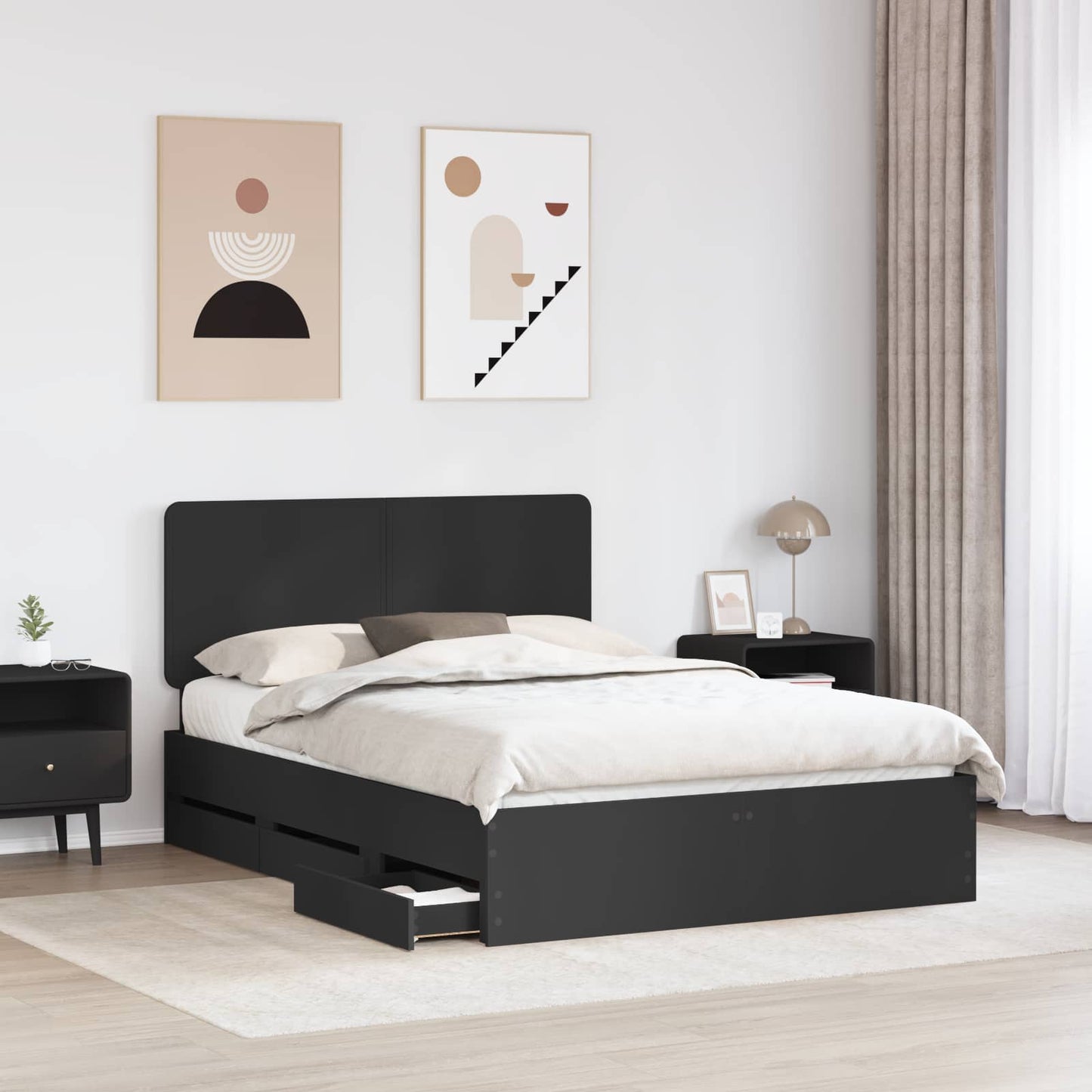 vidaXL Σκελετός Κρεβατιού Μαύρο 140 x 190 cm Μηχανήματος Ξύλο