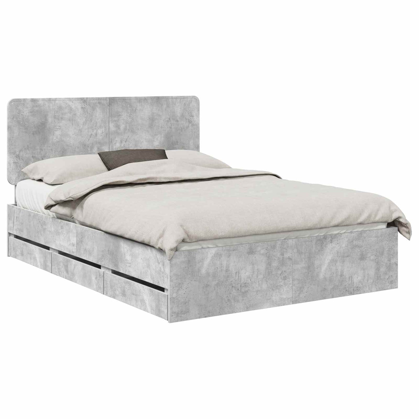 vidaXL Σκελετός Κρεβατιού Σκυρόδεμα Γκρι 140 x 190 cm Μηχανήματος Ξύλο