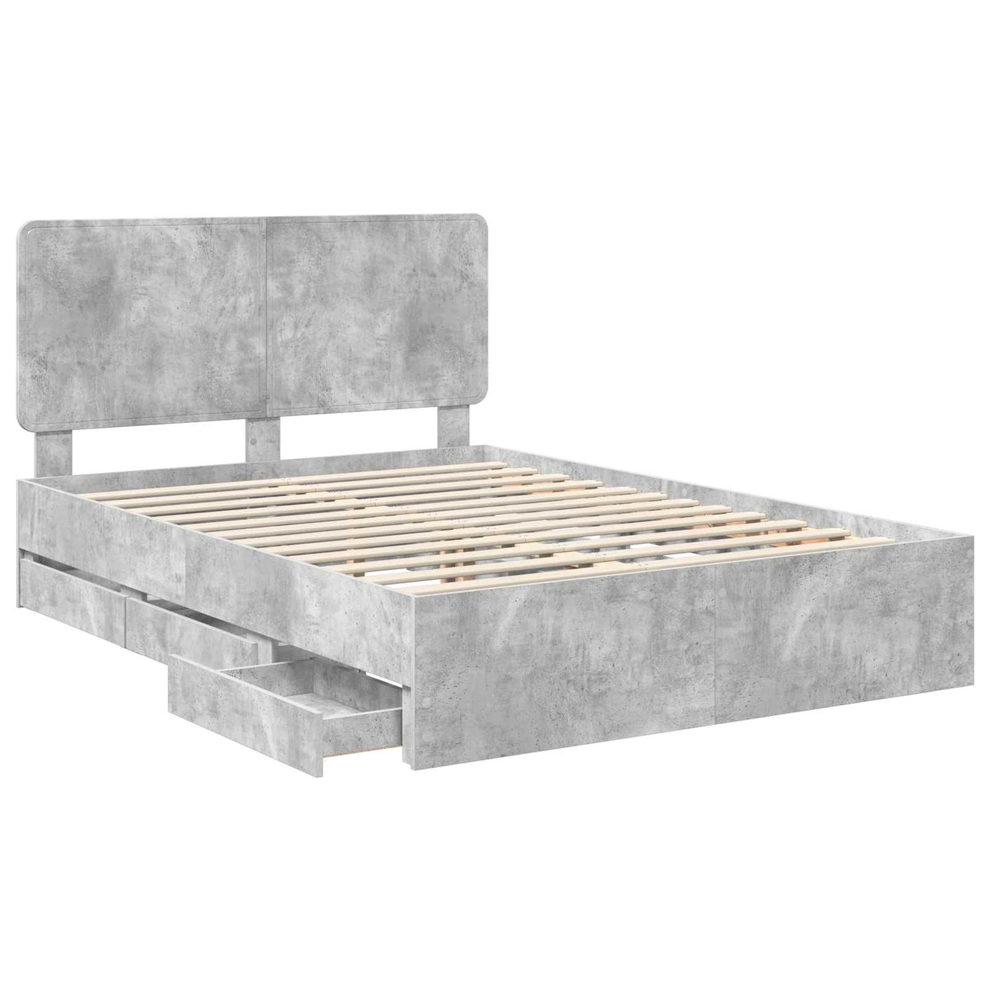 vidaXL Σκελετός Κρεβατιού Σκυρόδεμα Γκρι 140 x 190 cm Μηχανήματος Ξύλο