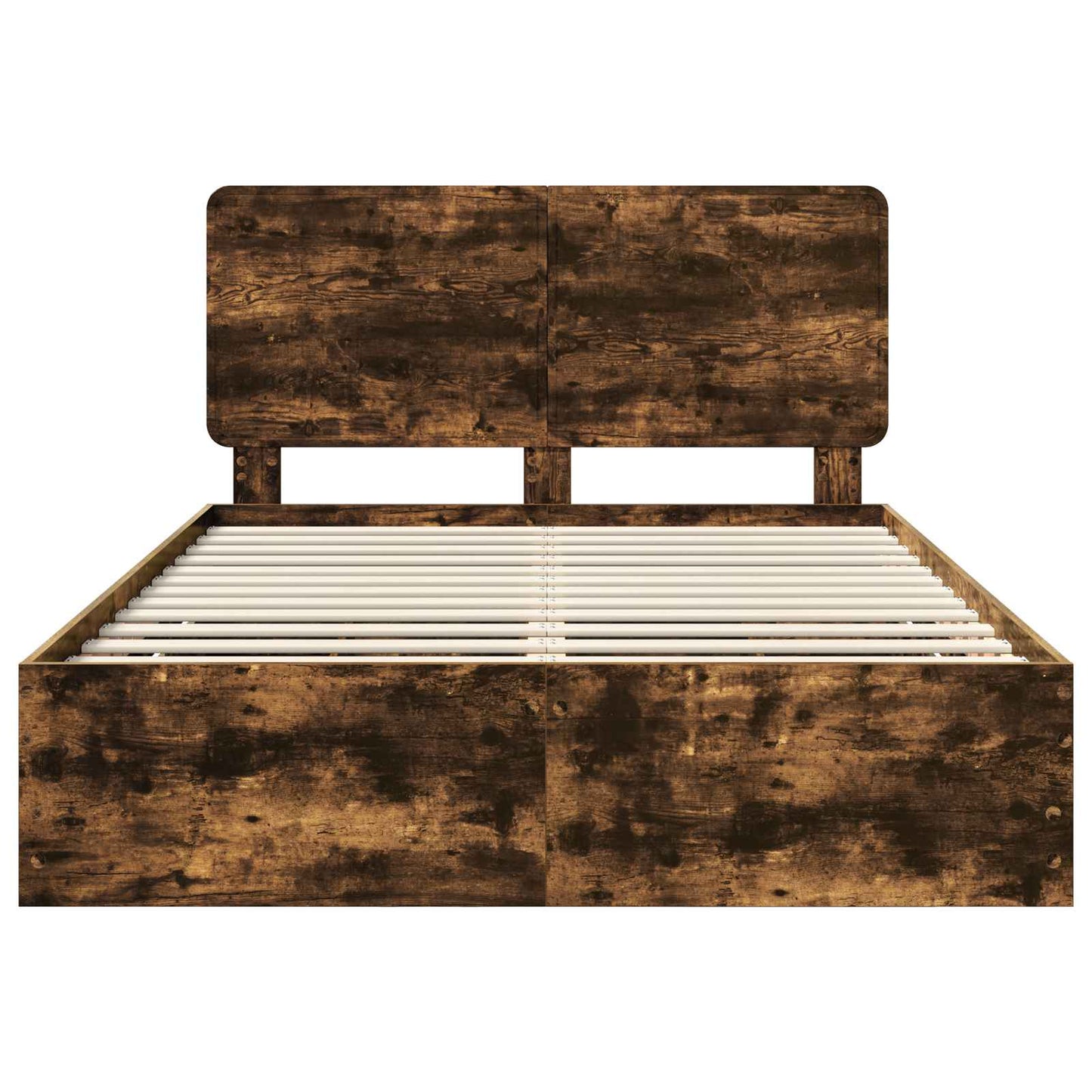 vidaXL Σκελετός Κρεβατιού Καπνιστό Δρύς 140 x 190 cm Μηχανήματος Ξύλο