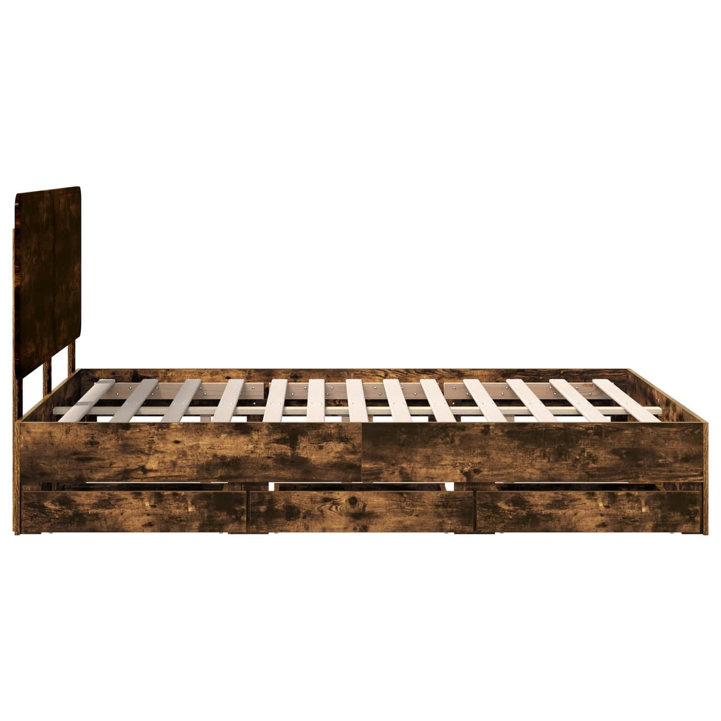 vidaXL Σκελετός Κρεβατιού Καπνιστό Δρύς 140 x 190 cm Μηχανήματος Ξύλο