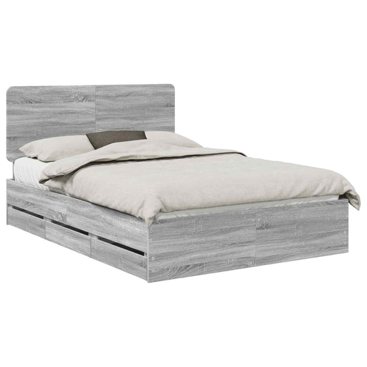 vidaXL Σκελετός Κρεβατιού Γκρίζο Σονομα 140 x 190 cm Μηχανήματος Ξύλο