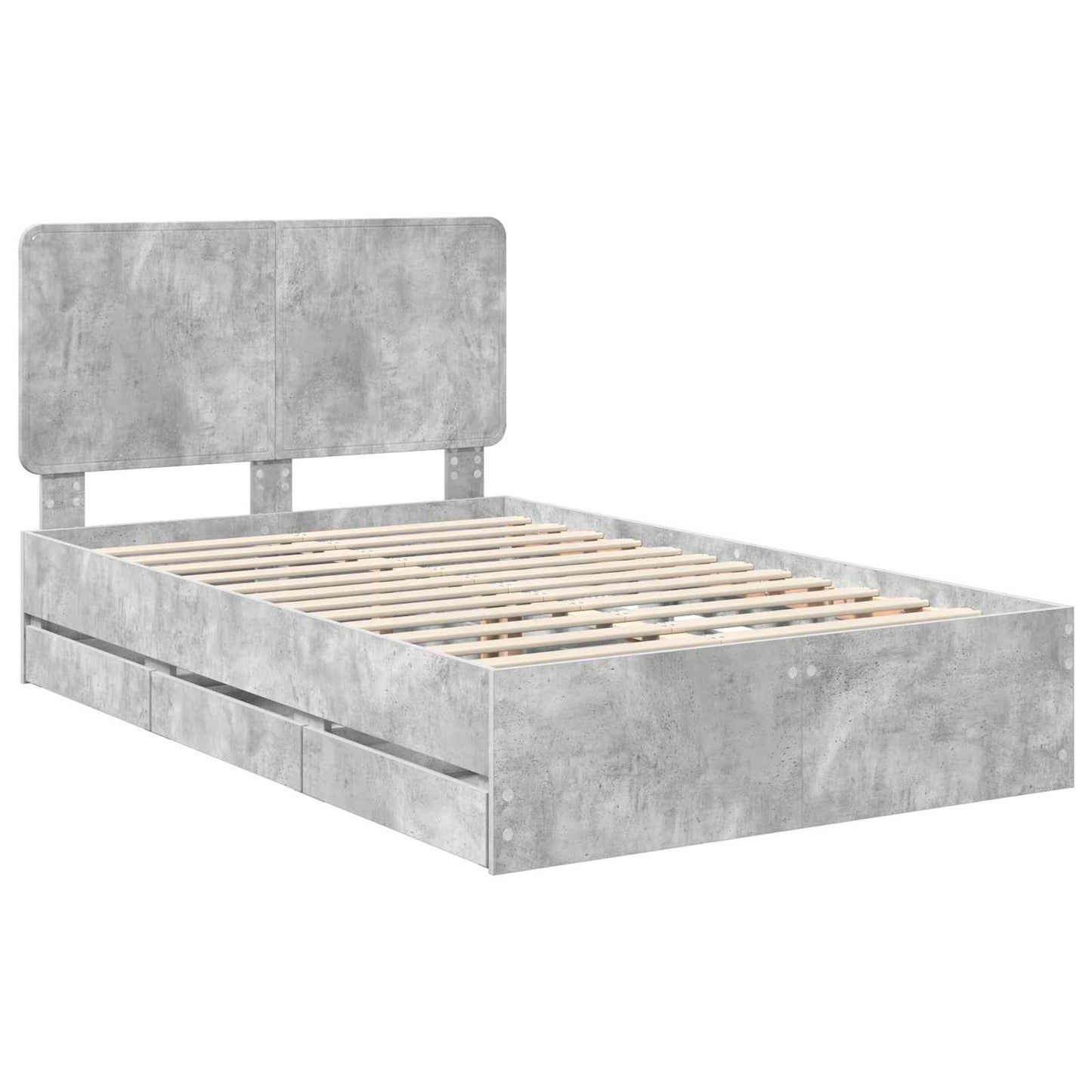 vidaXL Σκελετός Κρεβατιού Σκυρόδεμα Γκρι 135 x 190 cm Μηχανήματος Ξύλο